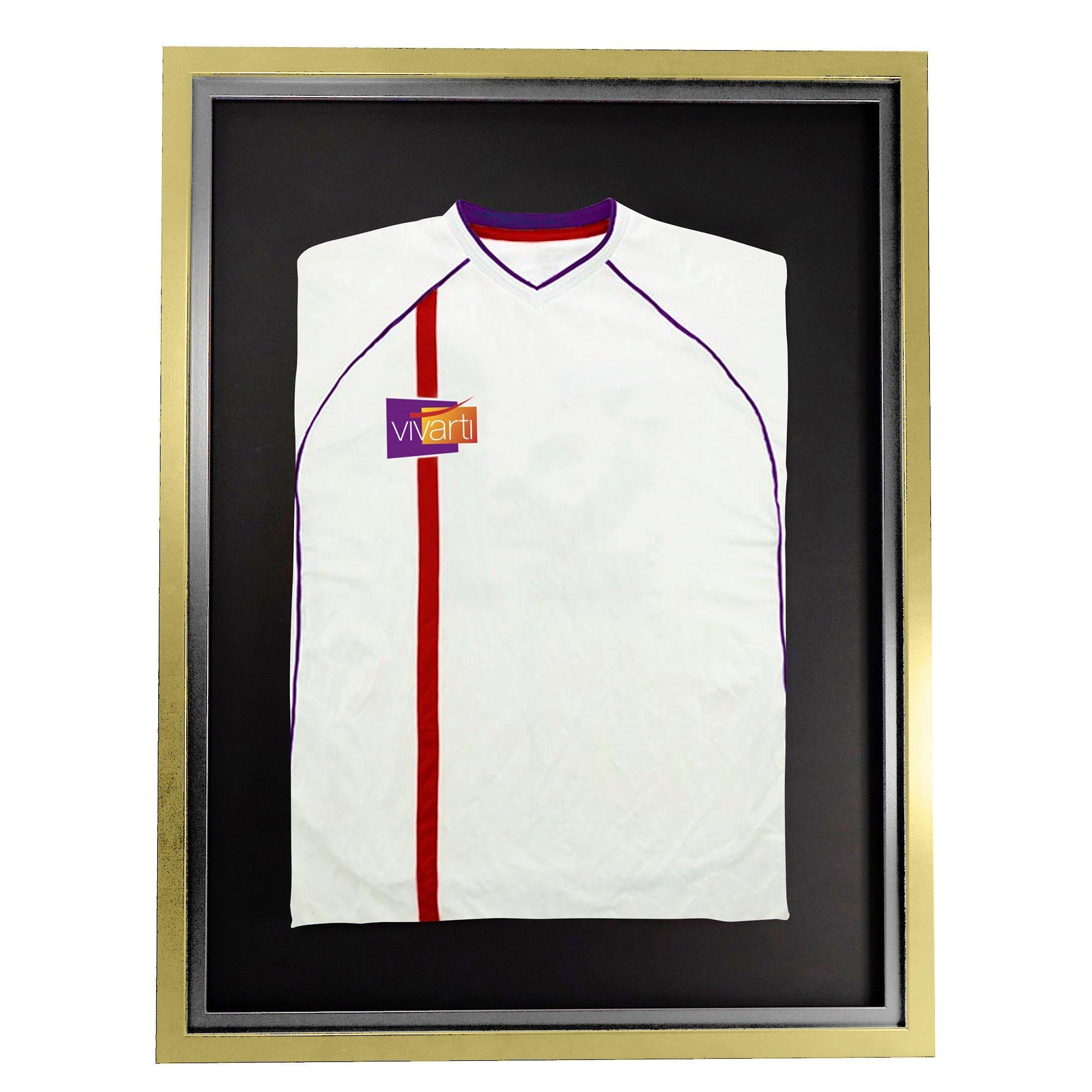 Junior Standard Mounted Sports Shirt Display Frame with Gold Frame and Silver Inner Frame 50 x 70cm