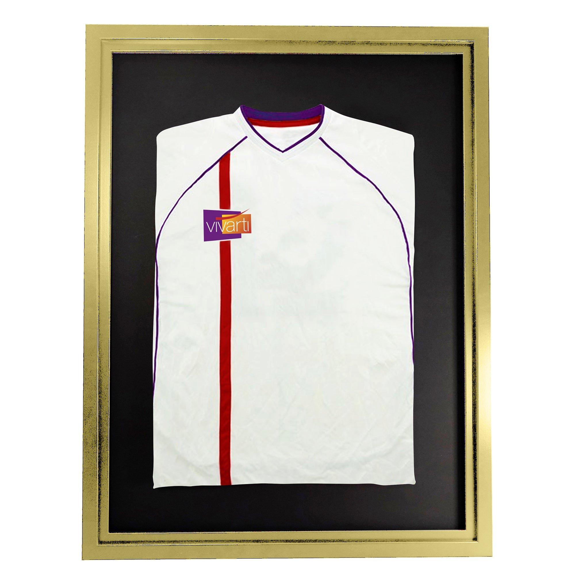 Junior Standard Mounted Sports Shirt Display Frame with Gold Frame and Gold Inner Frame 50 x 70cm