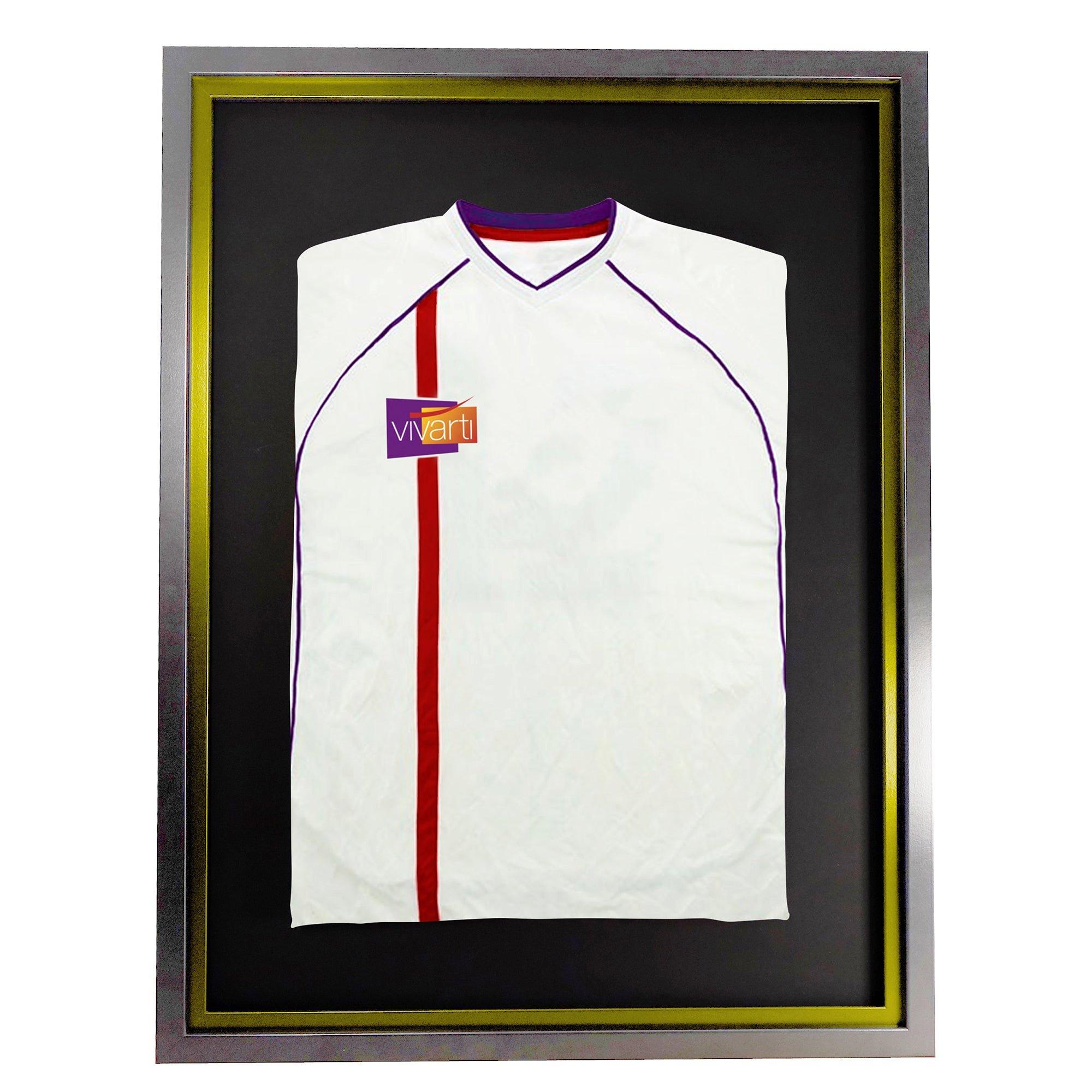 Adult Standard Mounted Sports Shirt Display Frame with Silver Frame and Gold Inner Frame 60 X 80cm