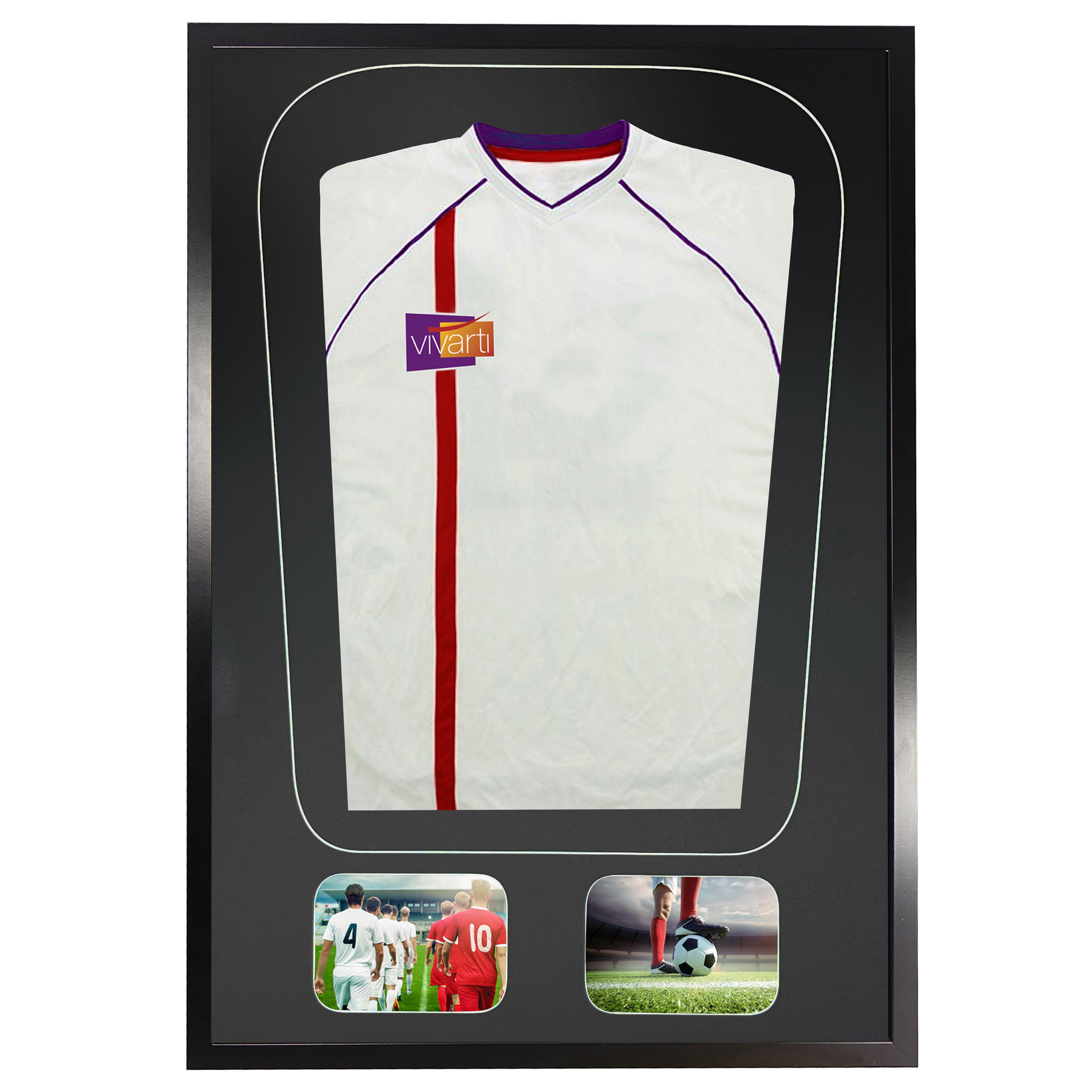 Adult Tapered 3D Mounted + Double Aperture Sports Shirt Display Frame with Black Frame and Black Mou