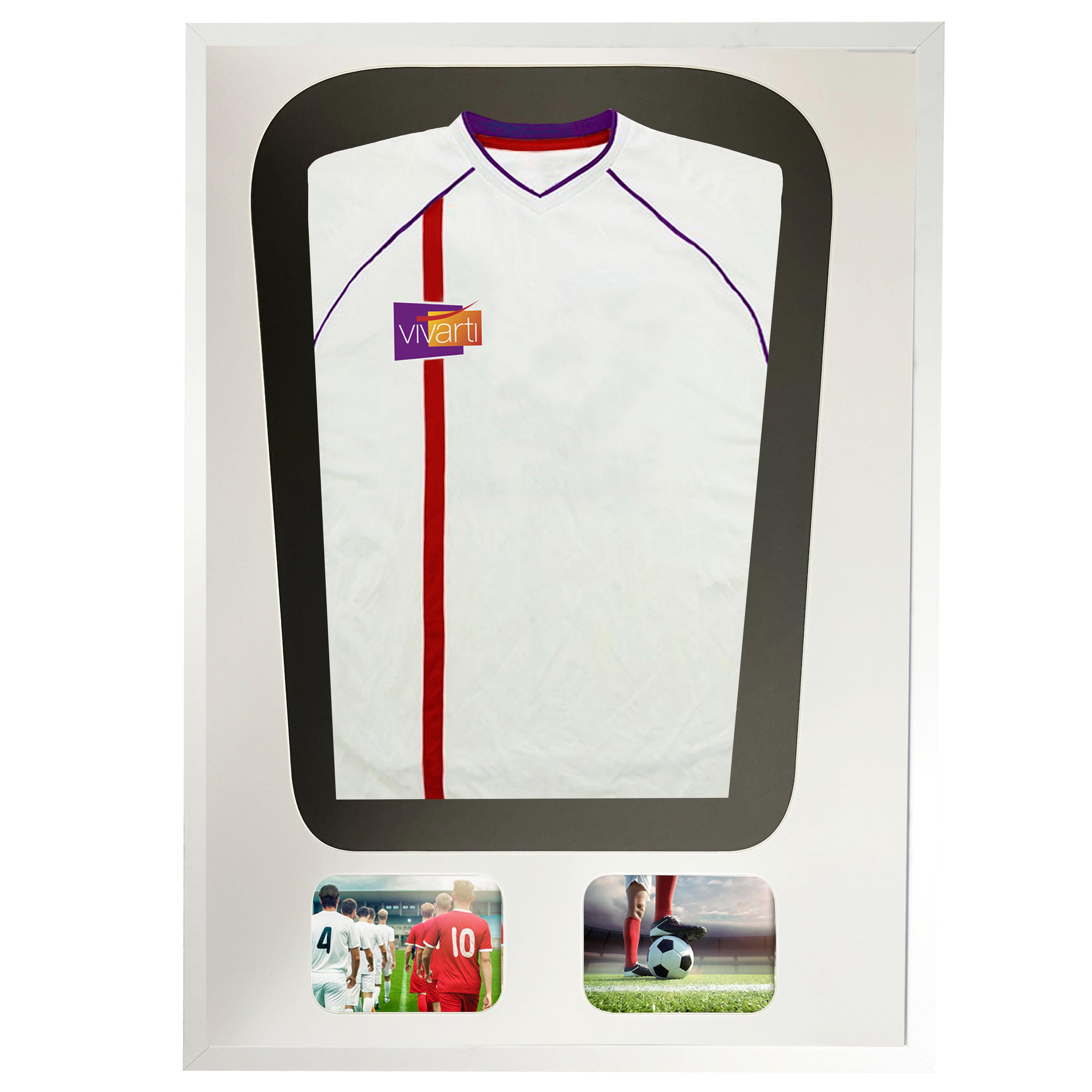Junior Tapered 3D Mounted + Double Aperture Sports Shirt Display Frame with White Frame and White Mo