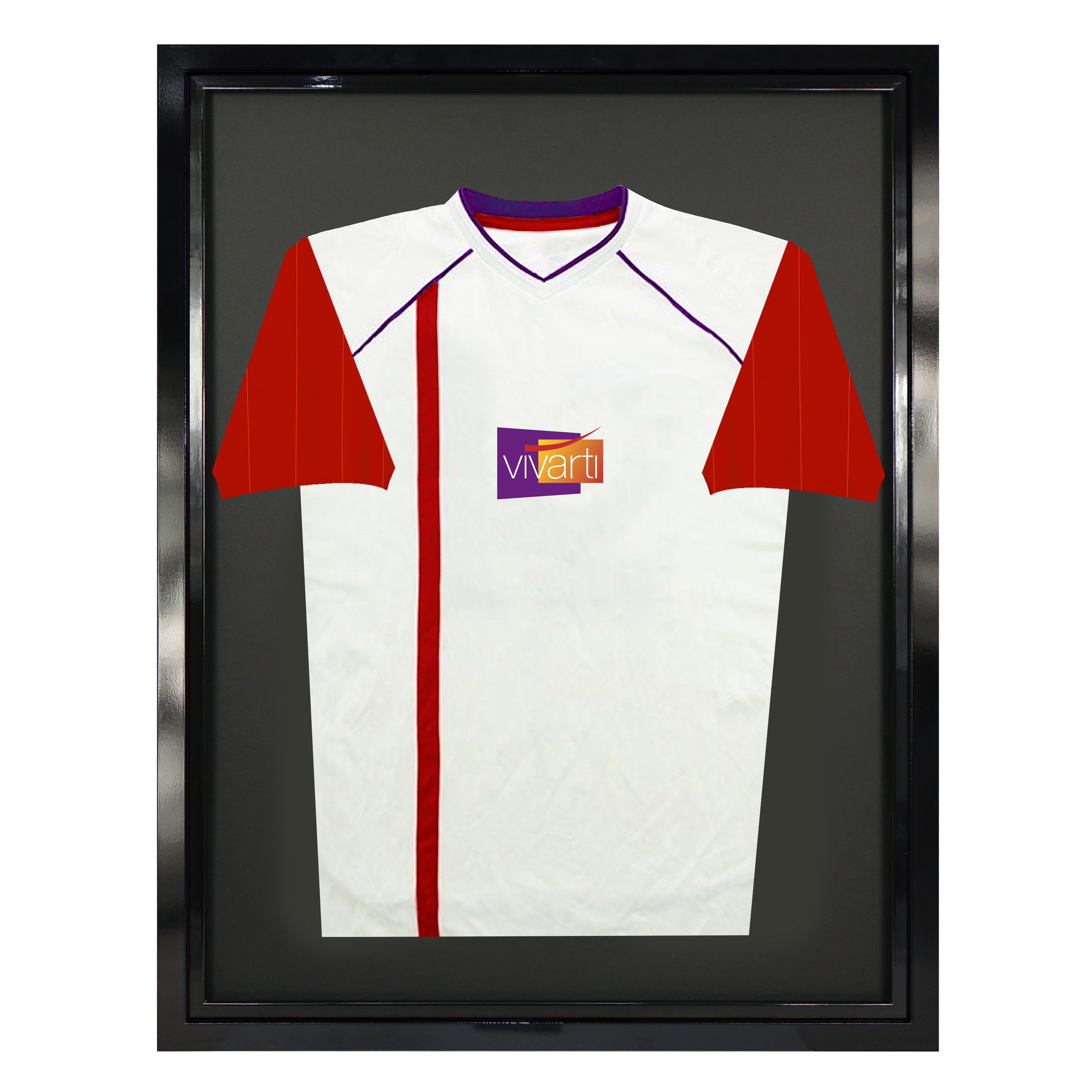 Adult Tapered Sleeve Standard Sports Shirt Display Frame with Black Frame and Black Inner Frame 60 x