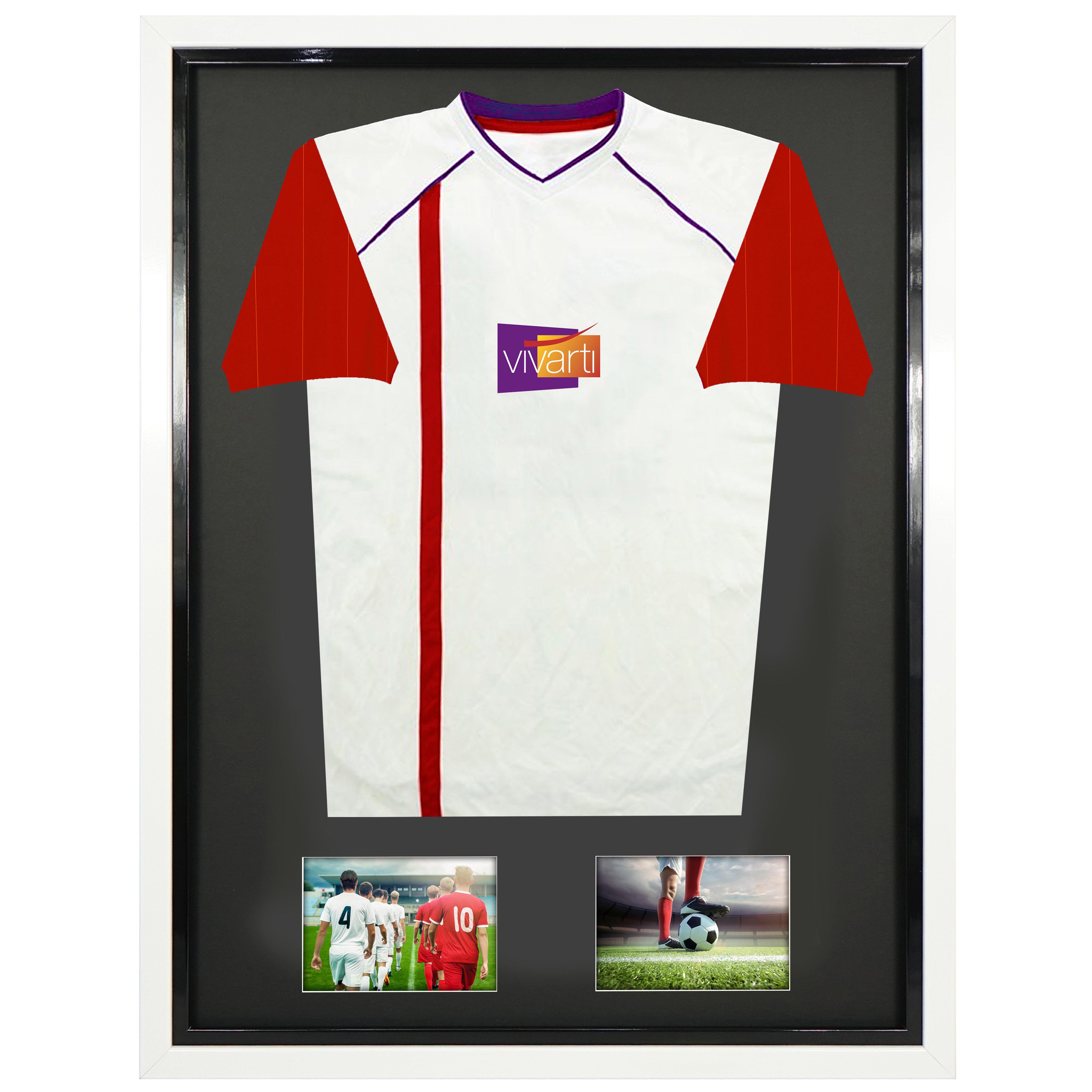 Junior Tapered Sleeve 3D Mounted + Double Aperture Sports Shirt Display Frame with White Frame and B