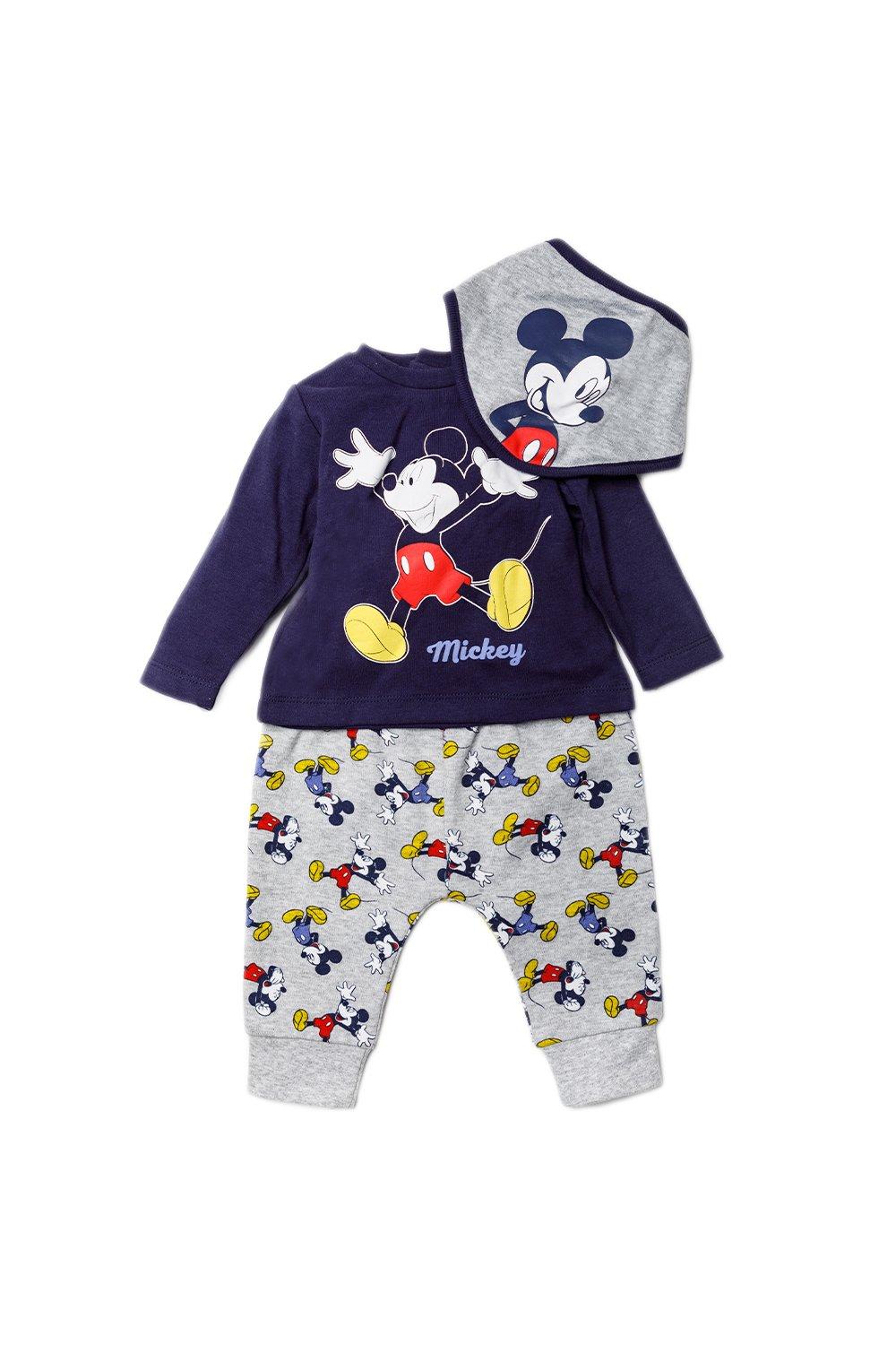 Mickey Mouse Print Cotton 3-Piece Baby Gift Set