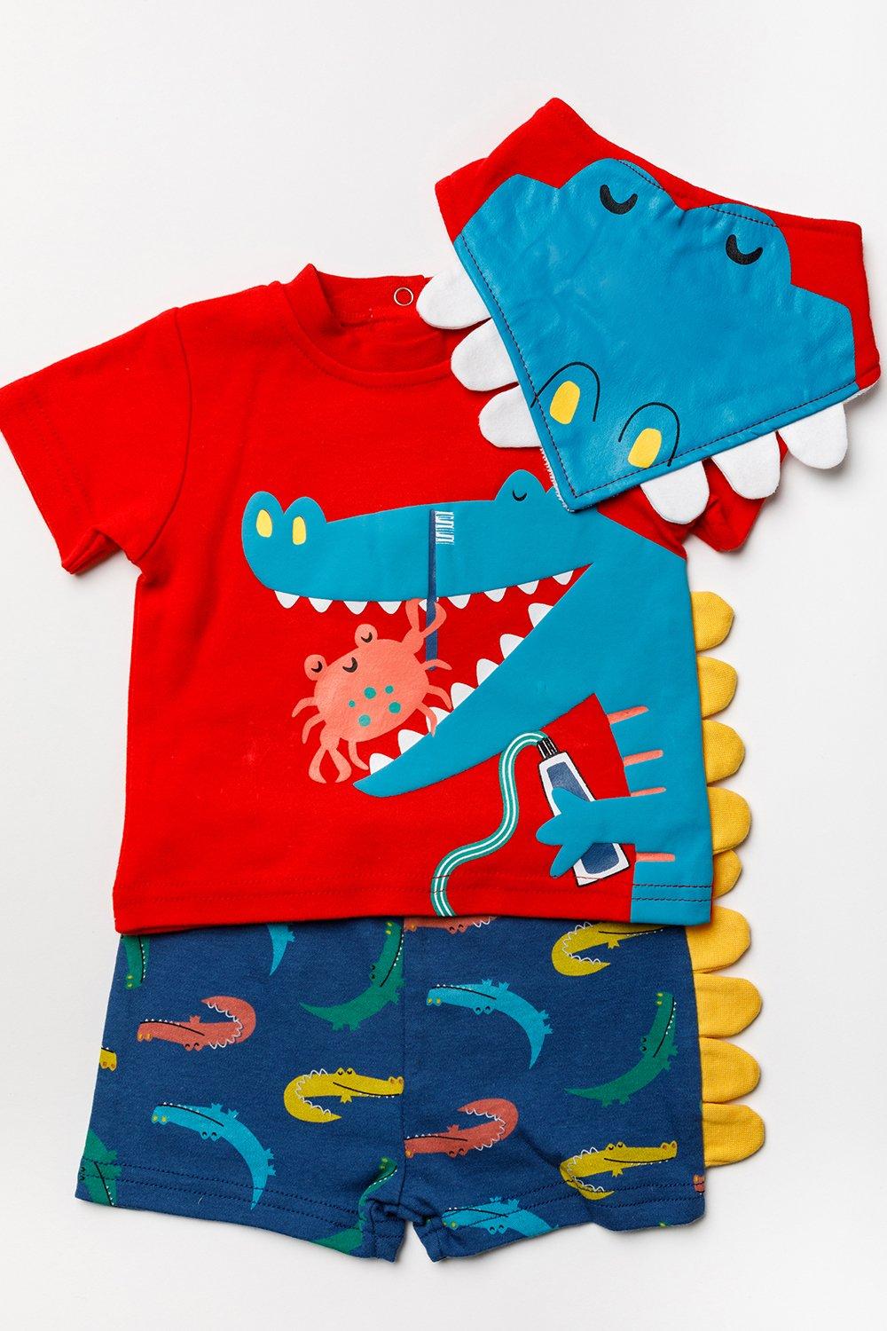 Crocodile Print Cotton 3-Piece Baby Gift Set