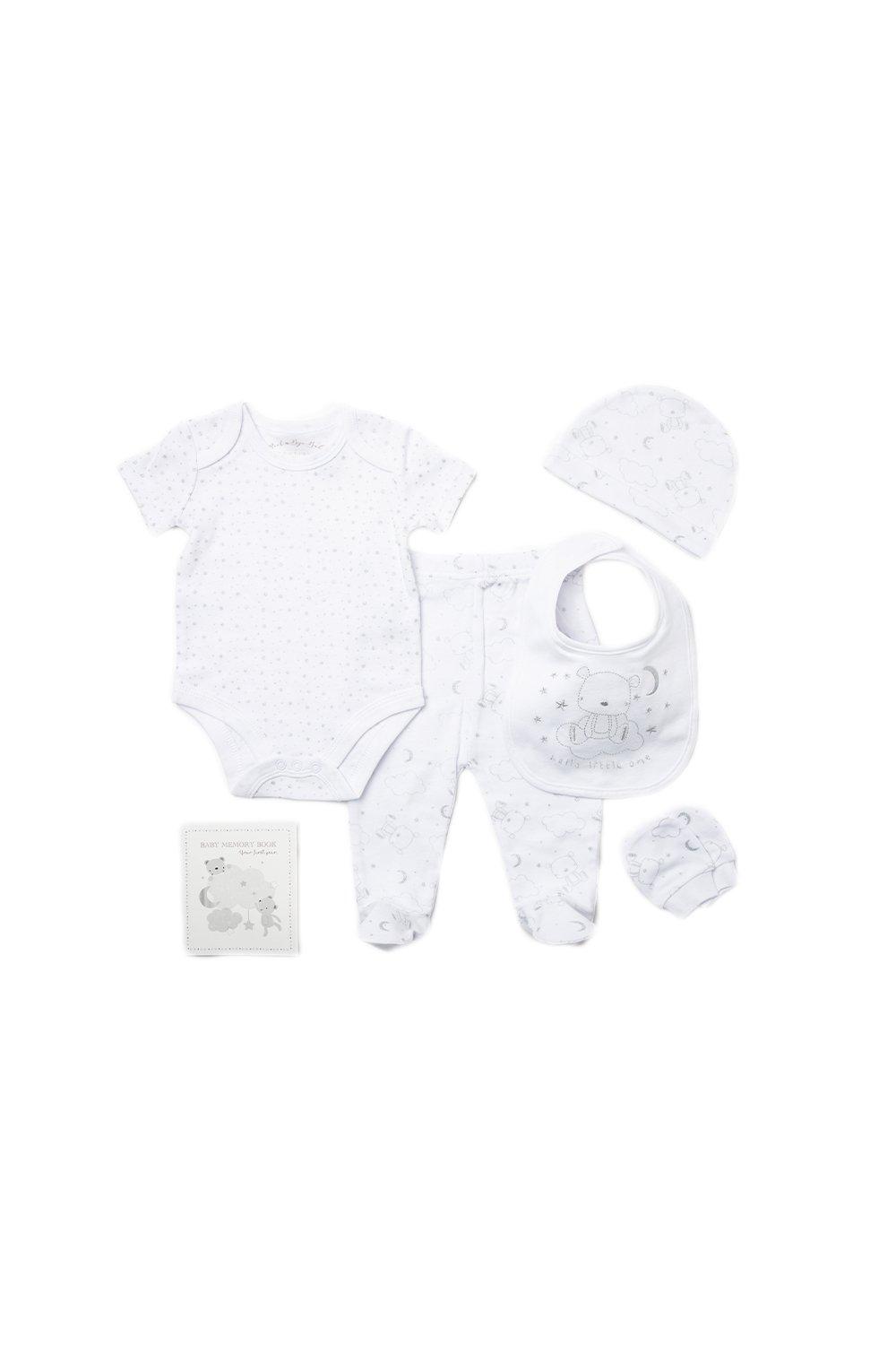 Bear Embroidered Cotton 6-Piece Baby Gift Set