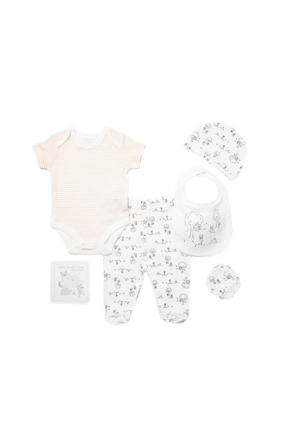 Rabbits and Bees Print Cotton 6-Piece Baby Gift Set