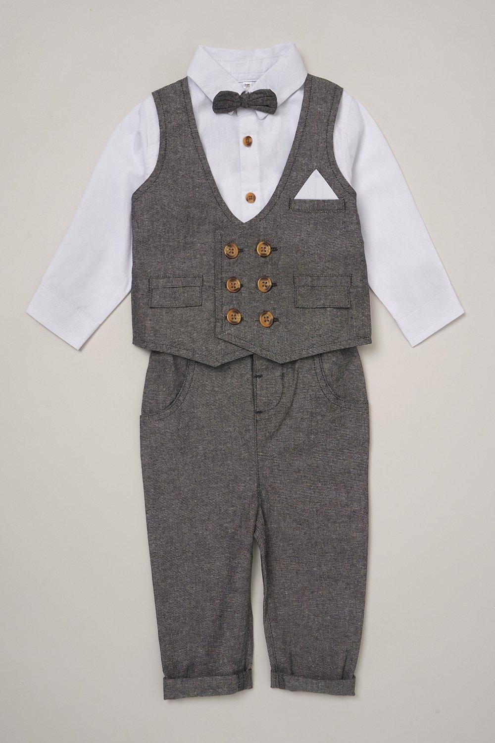 Mock Waistcoat & Braces Cotton 3-Piece Baby Gift Set
