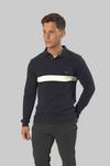 TopLook London Toplook London Men's Cotton Long Sleeved Stripe Polo Shirt thumbnail 4