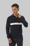 TopLook London Toplook London Men's Cotton Long Sleeved Stripe Polo Shirt thumbnail 5