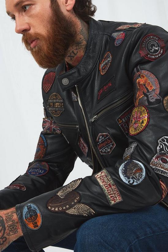 Joe Browns Patchwork Biker Badges Leather Jacket 4
