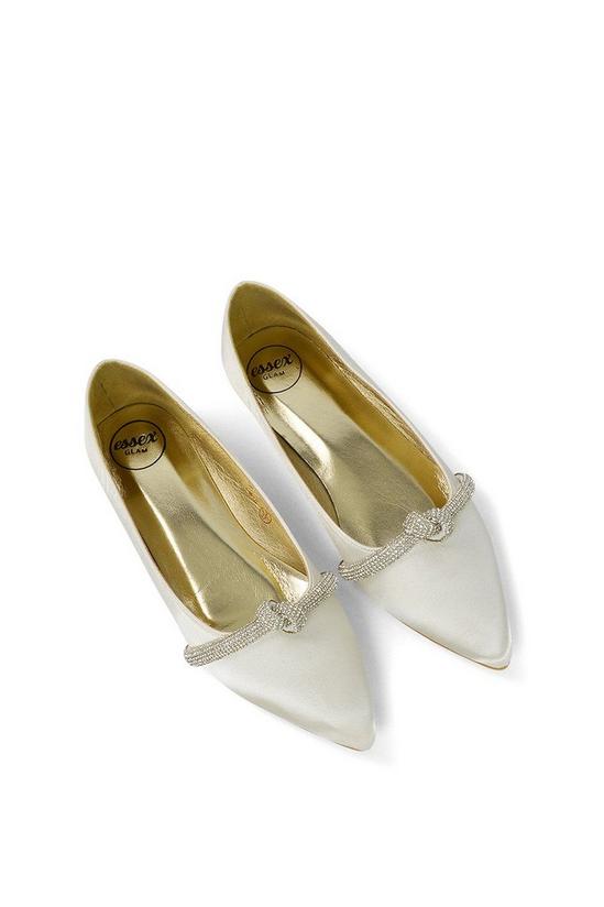 XY London 'Halley' Flat Heel Pointed Toe Sparkly Embellished Diamante Bridal Pumps 3