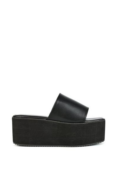 'Kaiya' Square Toe Slip on Flatform Slider Sandals