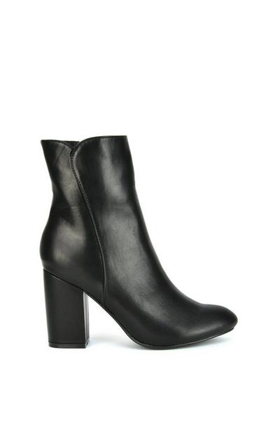 'Rayla' Pointed Toe Zip-Up Mid Block High Heel Ankle Boots