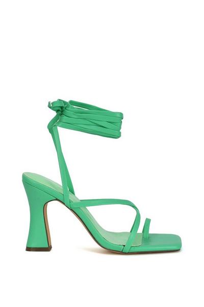 'Dylan' Square Toe Lace up Strappy Block High Heel Sandals