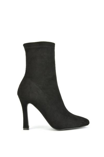 'Paula' Pointed Toe Zip-Up Stiletto Ankle Sock Boot Heels
