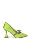 XY London 'Beau' Diamante Trim Satin Court Shoes Satin Point Toe Mid High Heel thumbnail 1