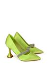XY London 'Beau' Diamante Trim Satin Court Shoes Satin Point Toe Mid High Heel thumbnail 2