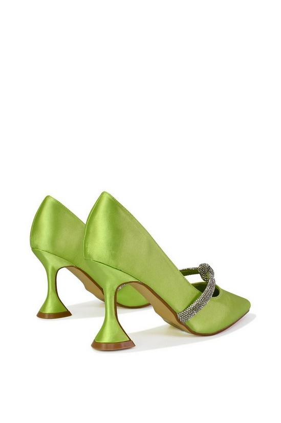 XY London 'Beau' Diamante Trim Satin Court Shoes Satin Point Toe Mid High Heel 3