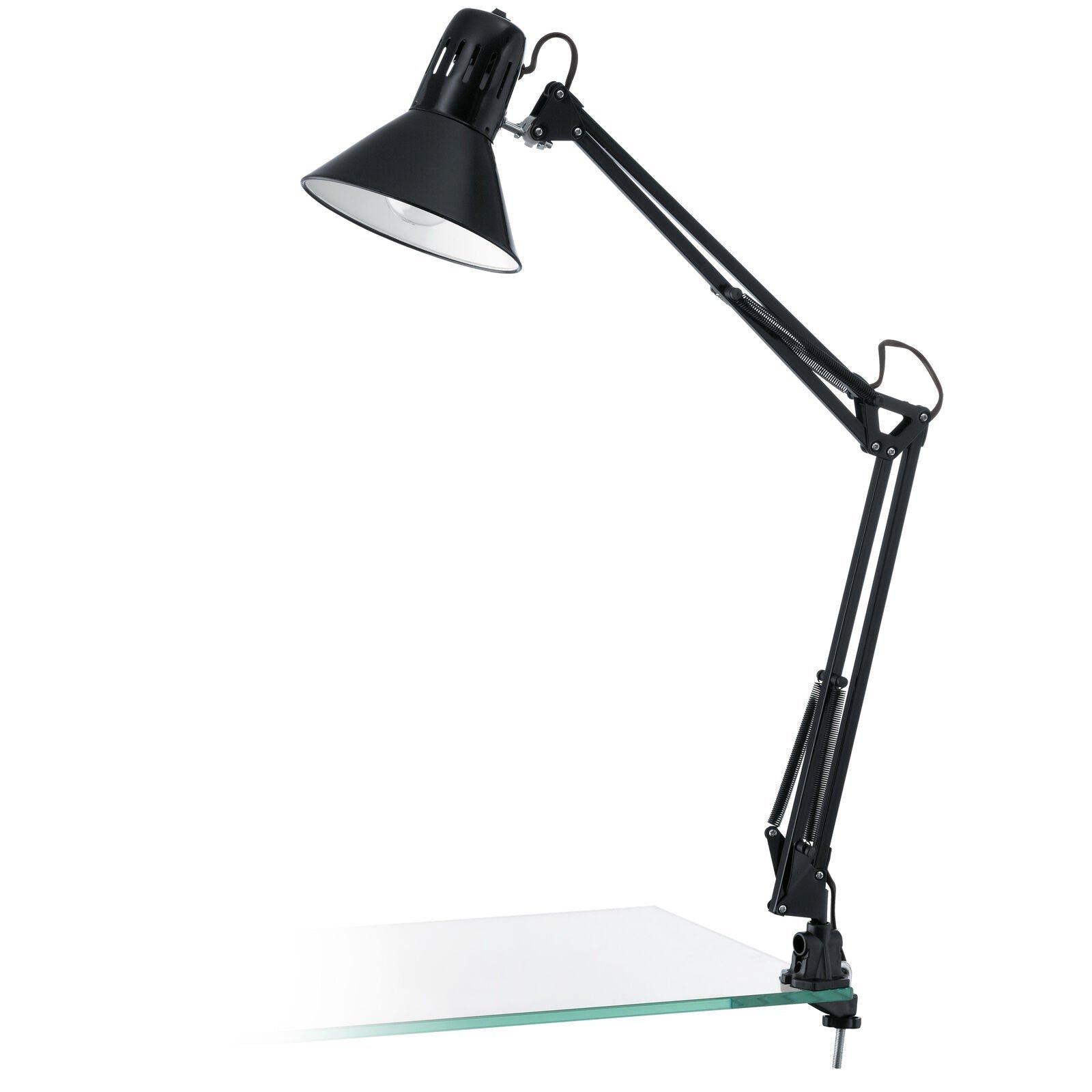 Table Desk Lamp Shiny Black Steel Moveable In Line Switch Bulb E27 1x40W