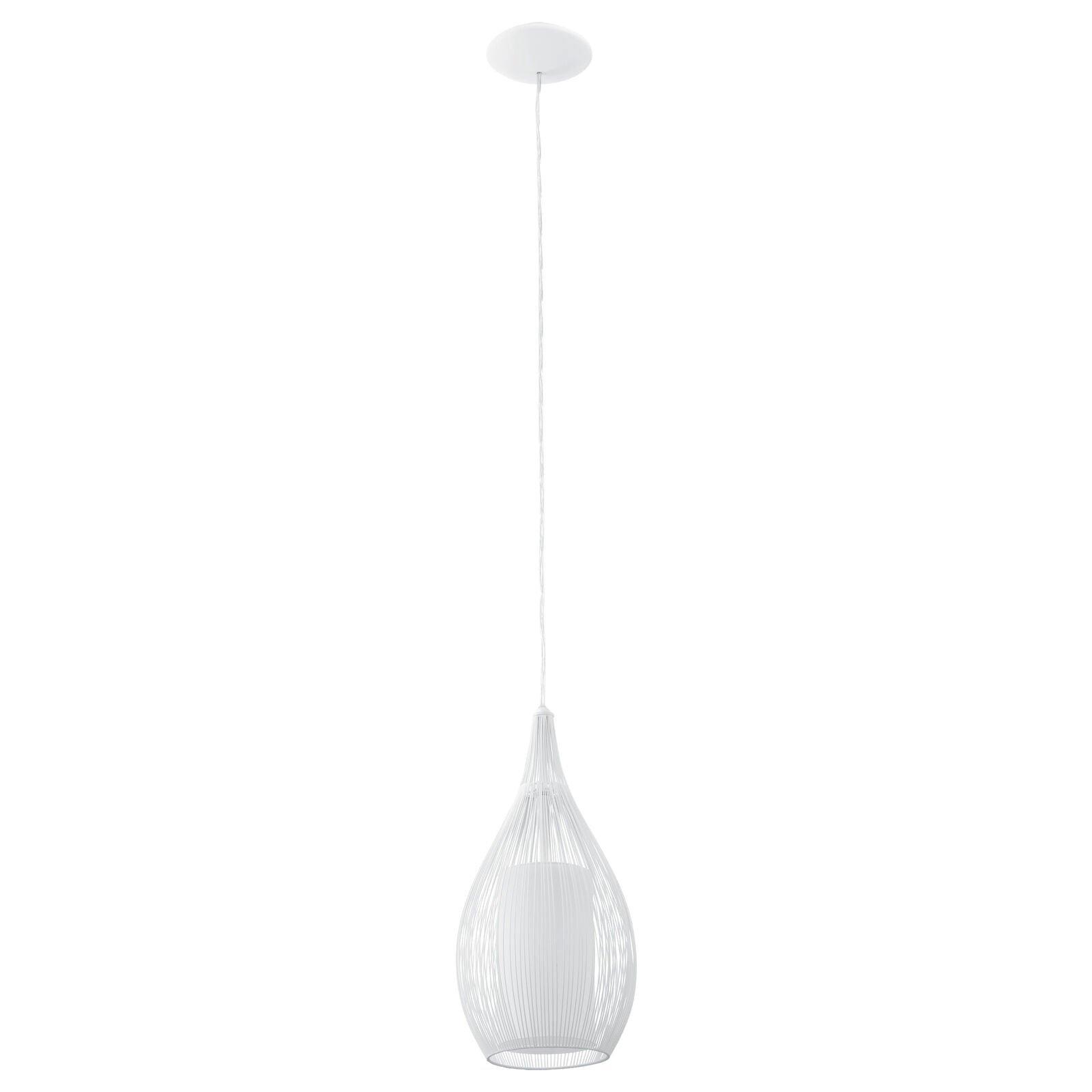 Pendant Light Colour White Shade White Satin Glass Steel Bulb E27 1x60W