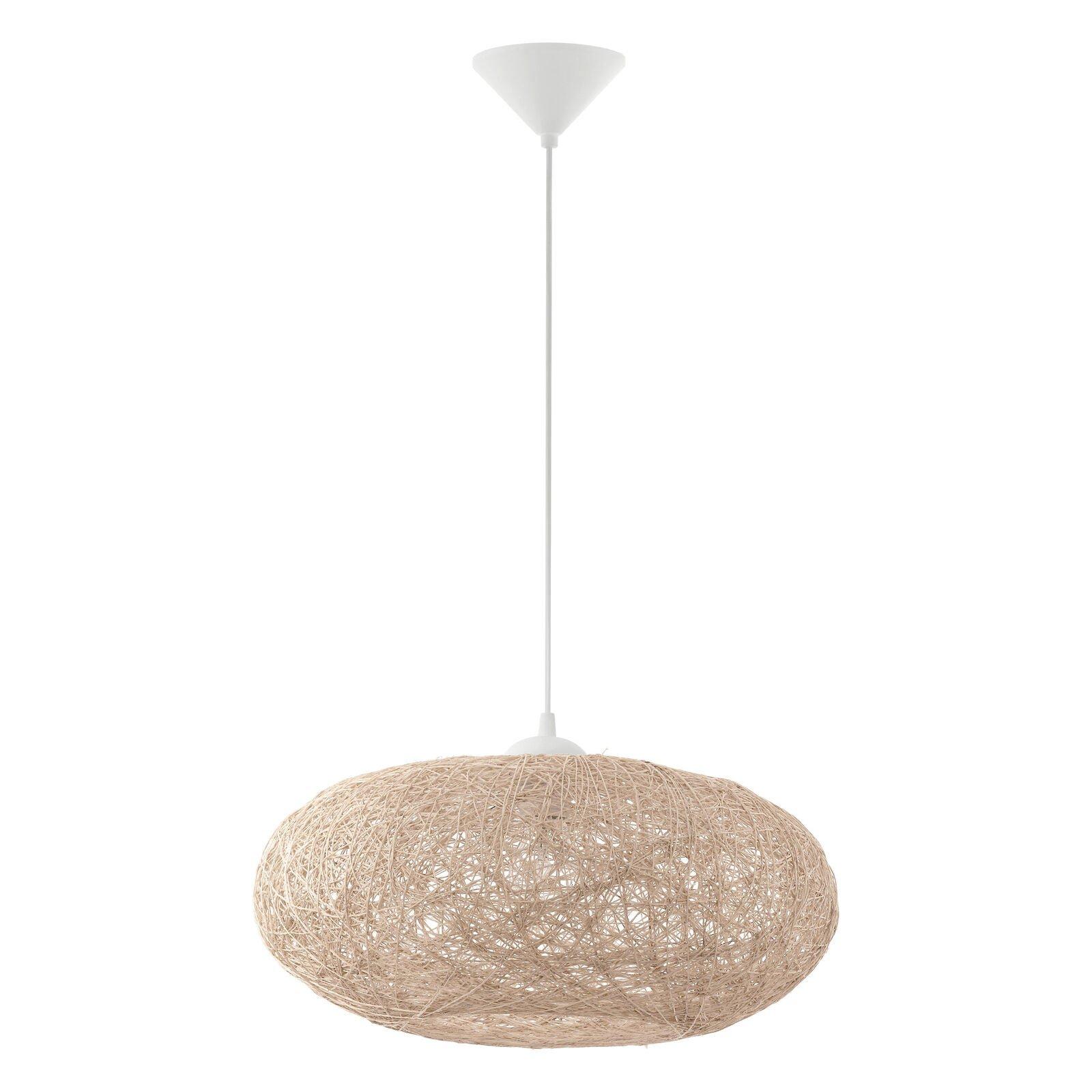 Pendant Ceiling Light Colour White Shade Beige Paper Threads Bulb E27 1x60W