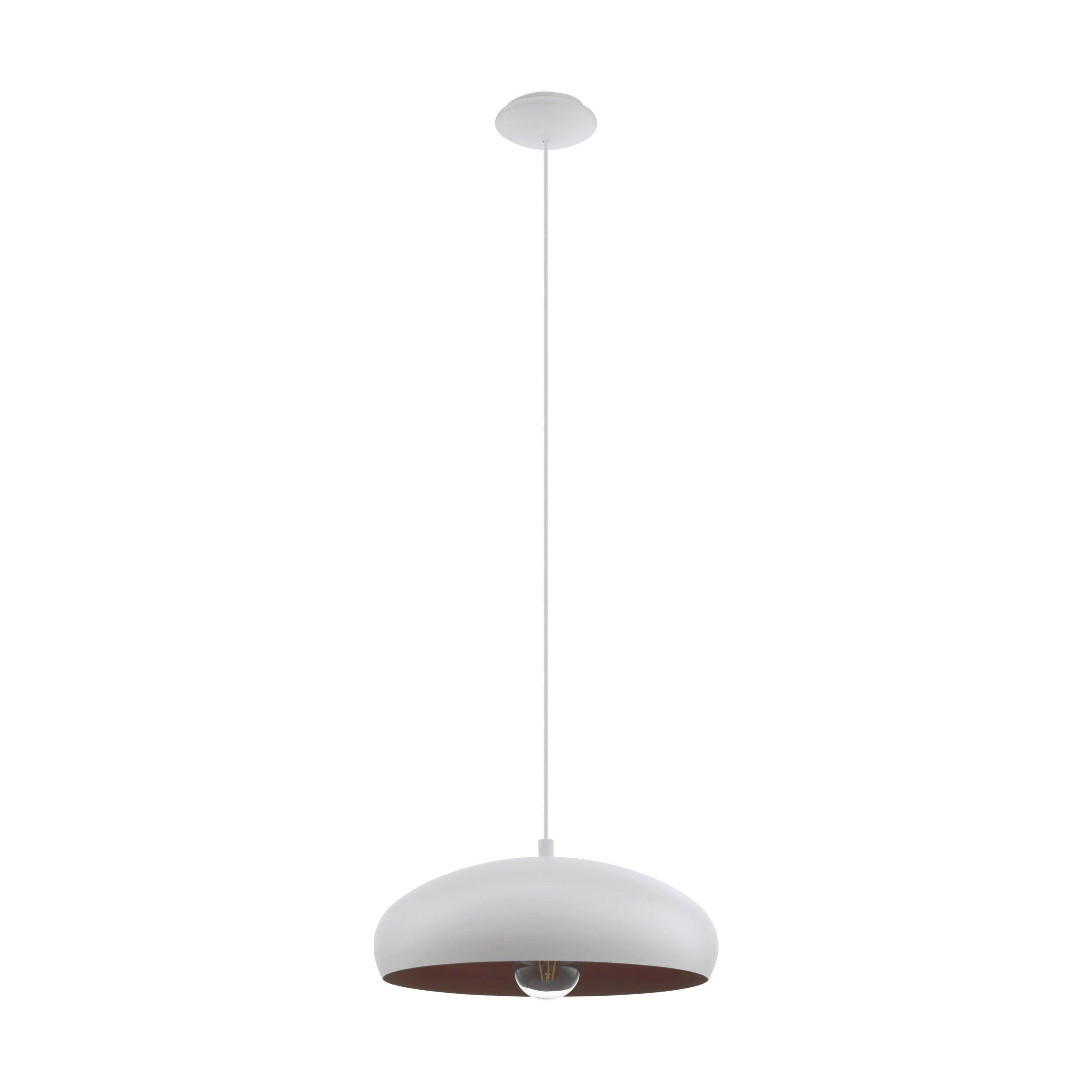 Pendant Ceiling Light Modern Colour White & Copper Coloured Steel Bulb E27 1x60W