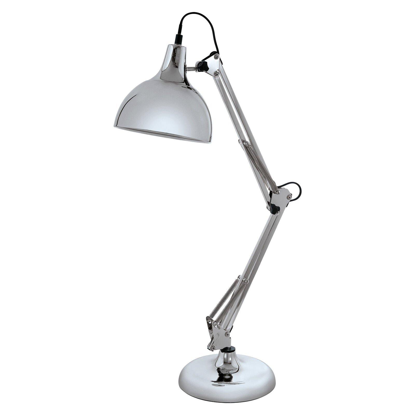 Table Desk Lamp Colour Chrome Adjustable In Line Switch Bulb E27 1x40W