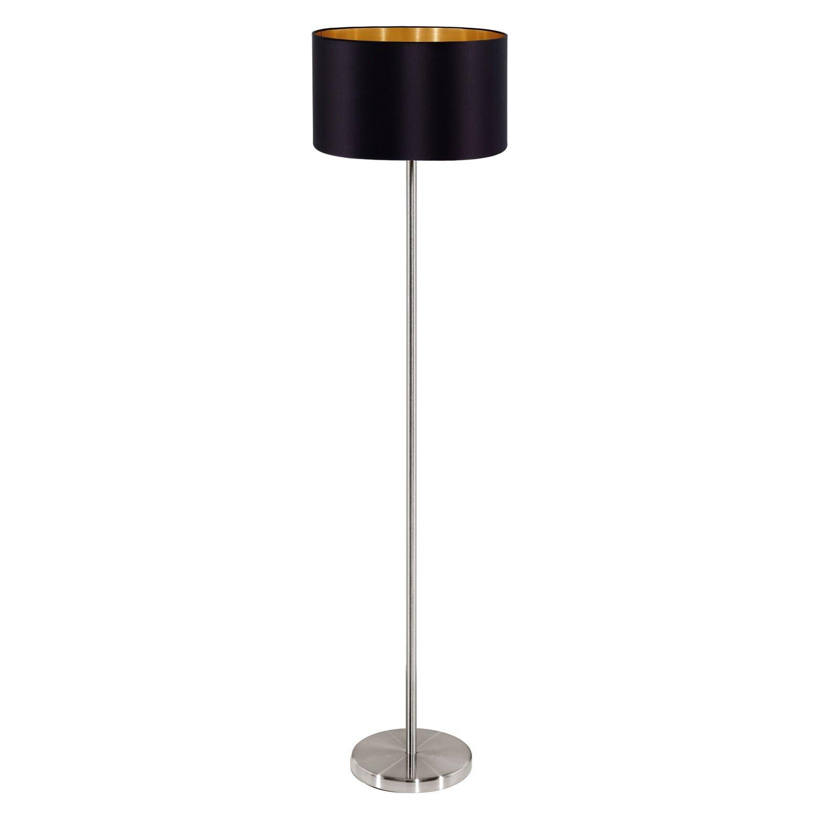 Floor Lamp Light Satin Nickel Shade Black Gold Fabric Pedal Switch Bulb E27