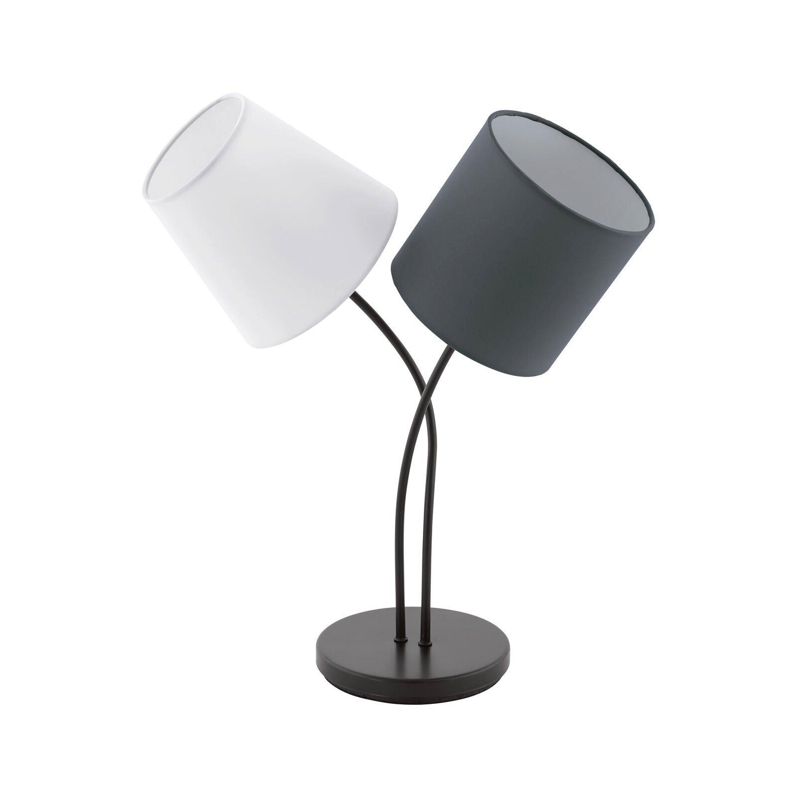 Table Lamp Colour Black Steel White Anthracite Fabric Shade Bulb E14 2x40W