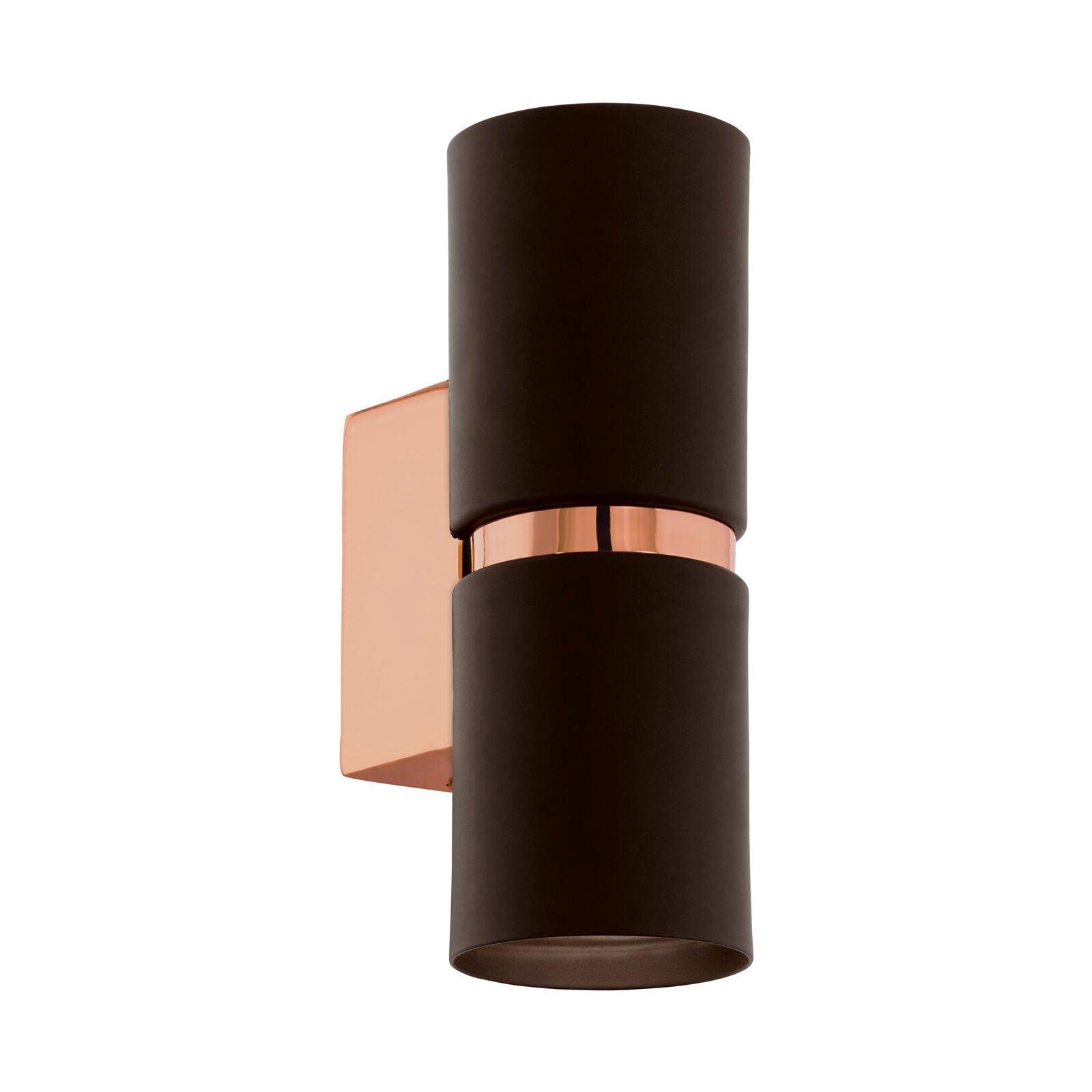 Wall Light Colour Copper Coloured Steel Brown Round Shade Bulb GU10 2x3.3W