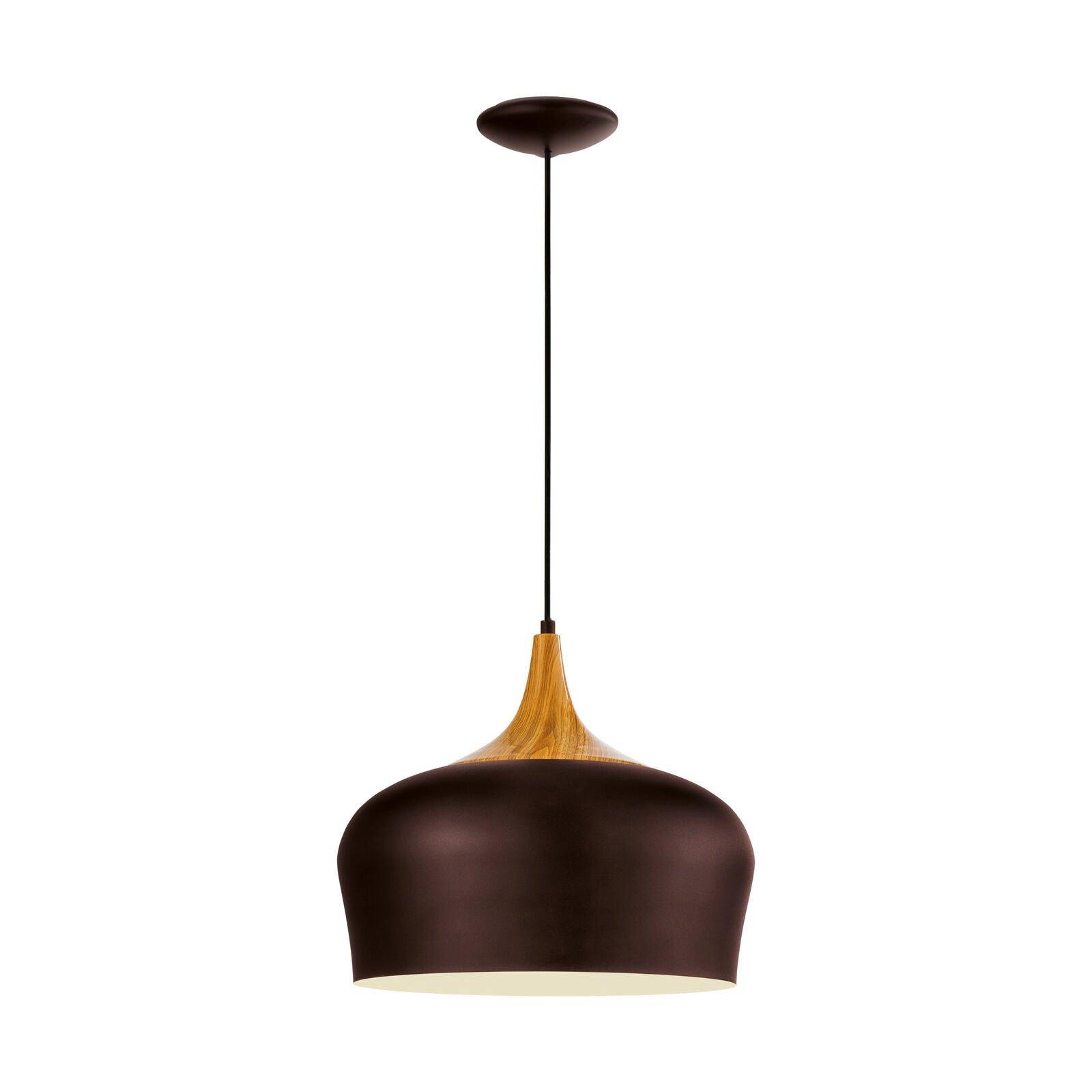 Pendant Ceiling Light Brown with Cream Inner Coloured Steel Bulb E27 1x60W