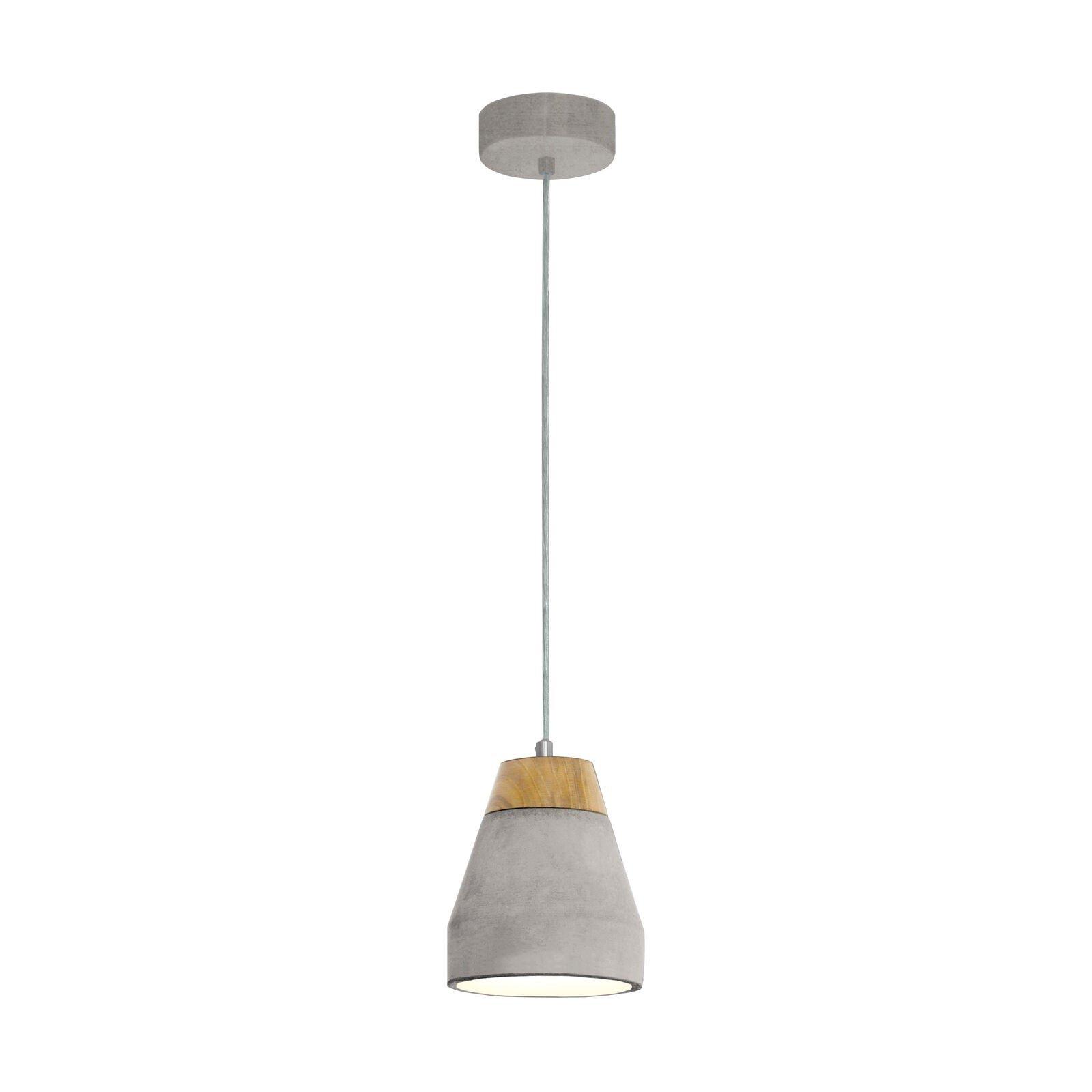 Pendant Ceiling Light Long Flex Shade Brown Wood Grey Concrete Bulb E27 1x60W