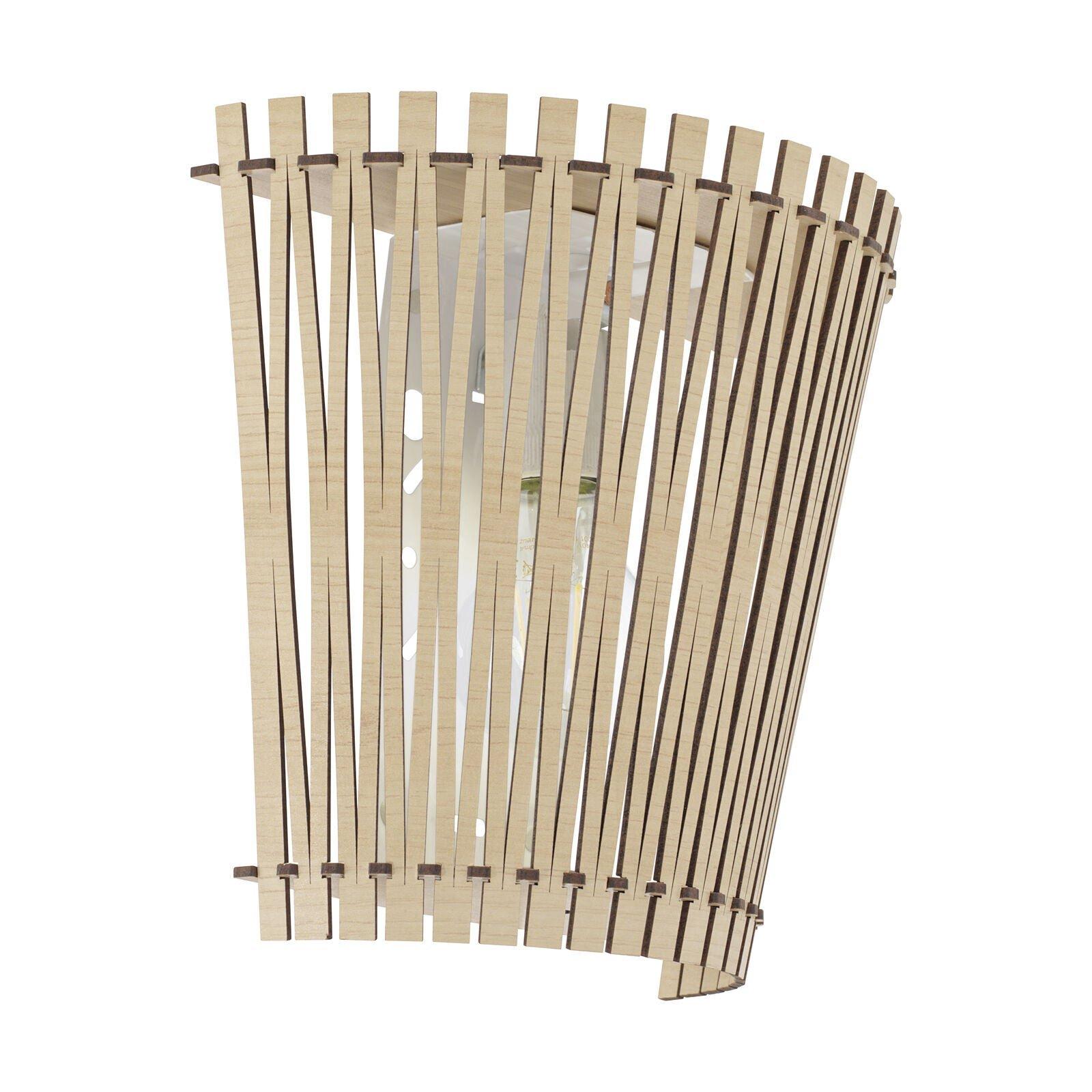Wall Light Colour White Shade Maple Wood Fencing Surround Bulb E27 1x60W