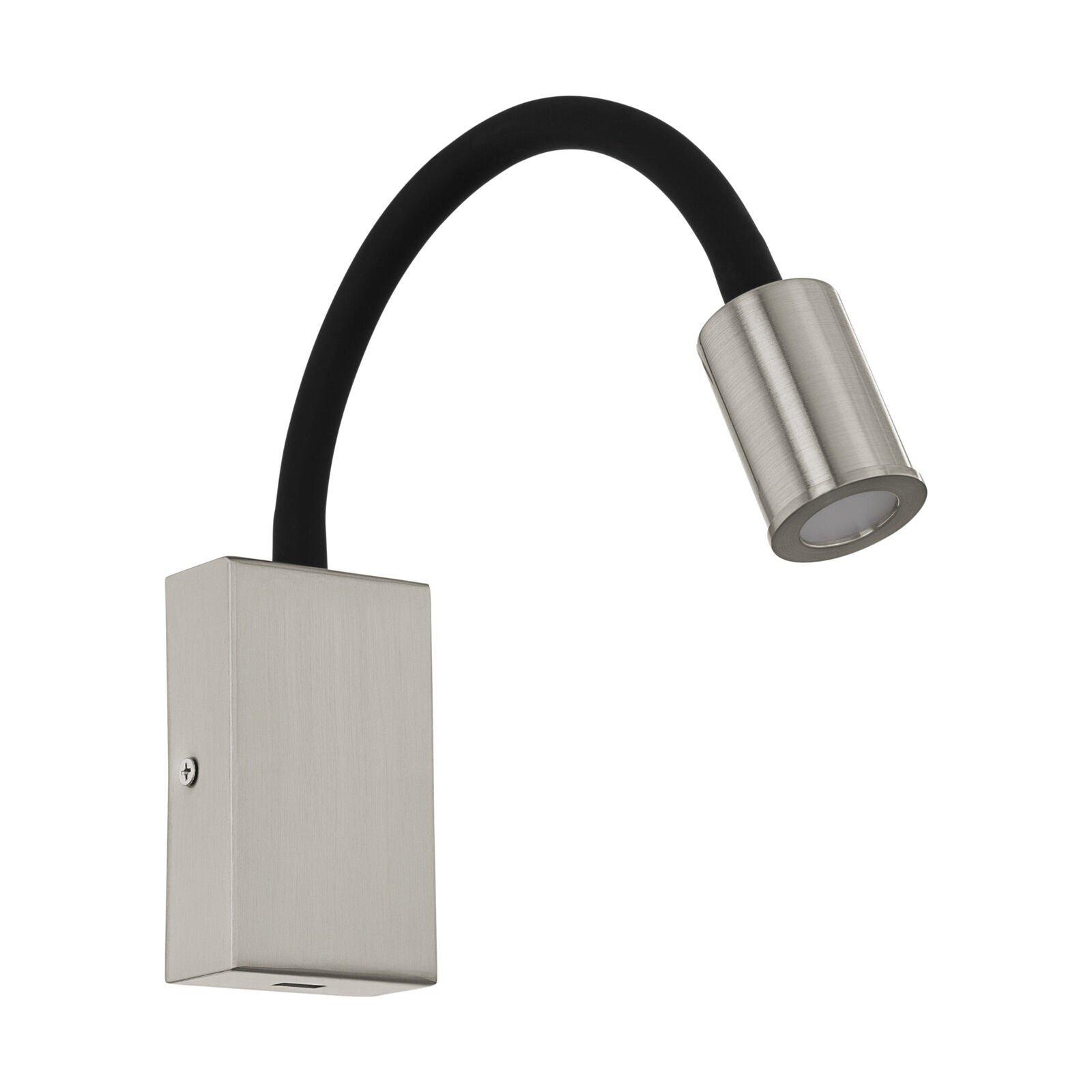 Wall Light Colour Satin Nickel Black Steel & Plasic Bulb LED 3.5W Included