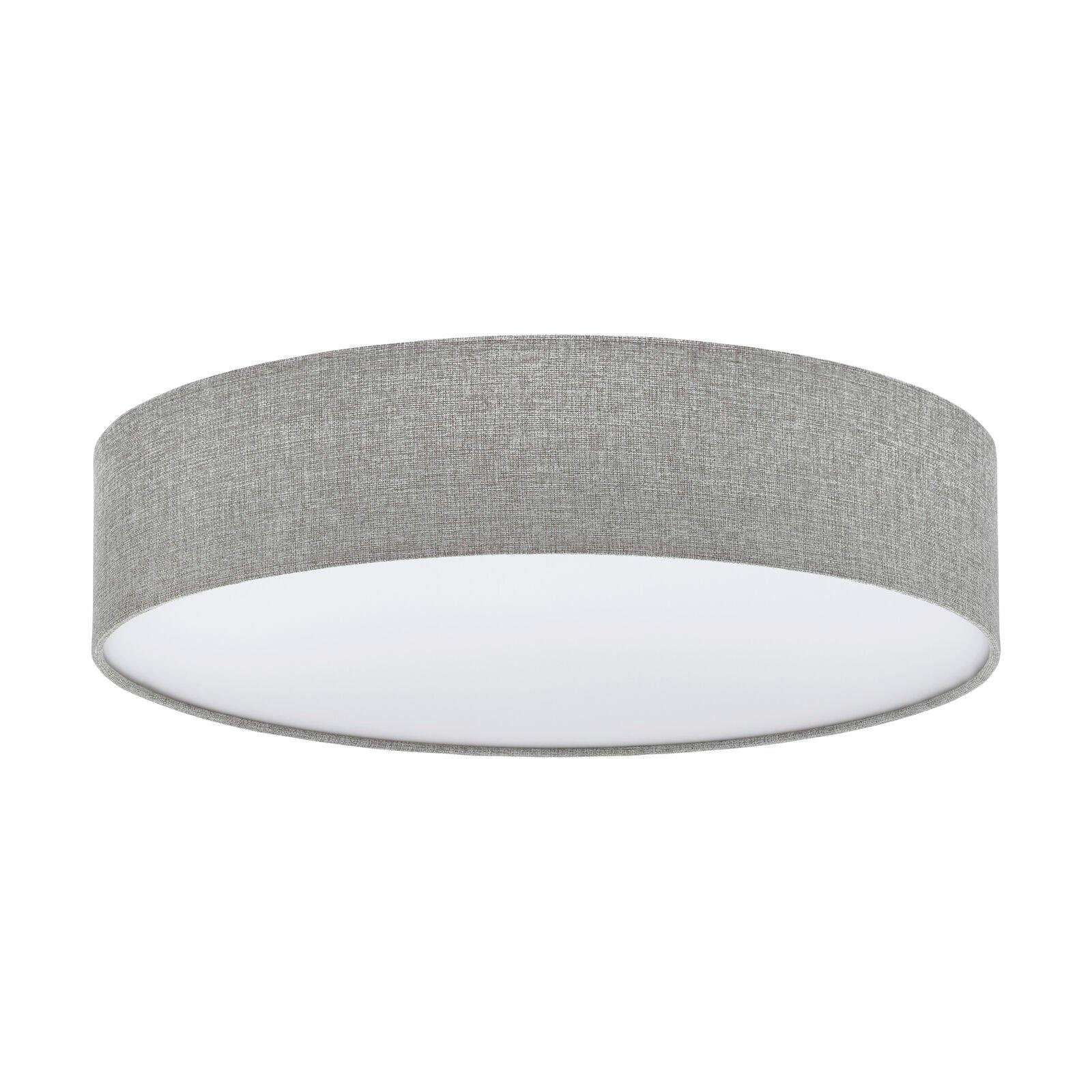 Flush Ceiling Light Colour White Shade Grey White Fabric Linen Bulb E27 3x60W