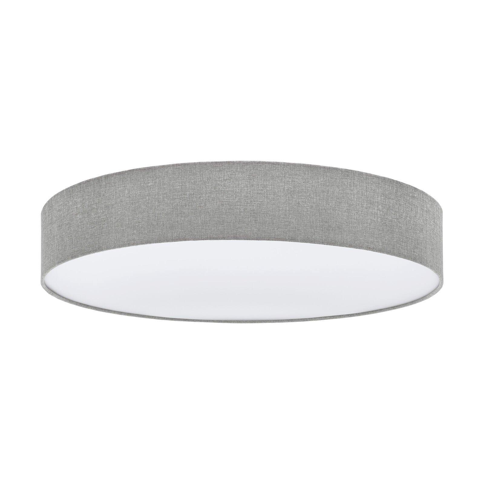 Flush Ceiling Light Colour White Shade Grey White Fabric Linen Bulb E27 5x25W