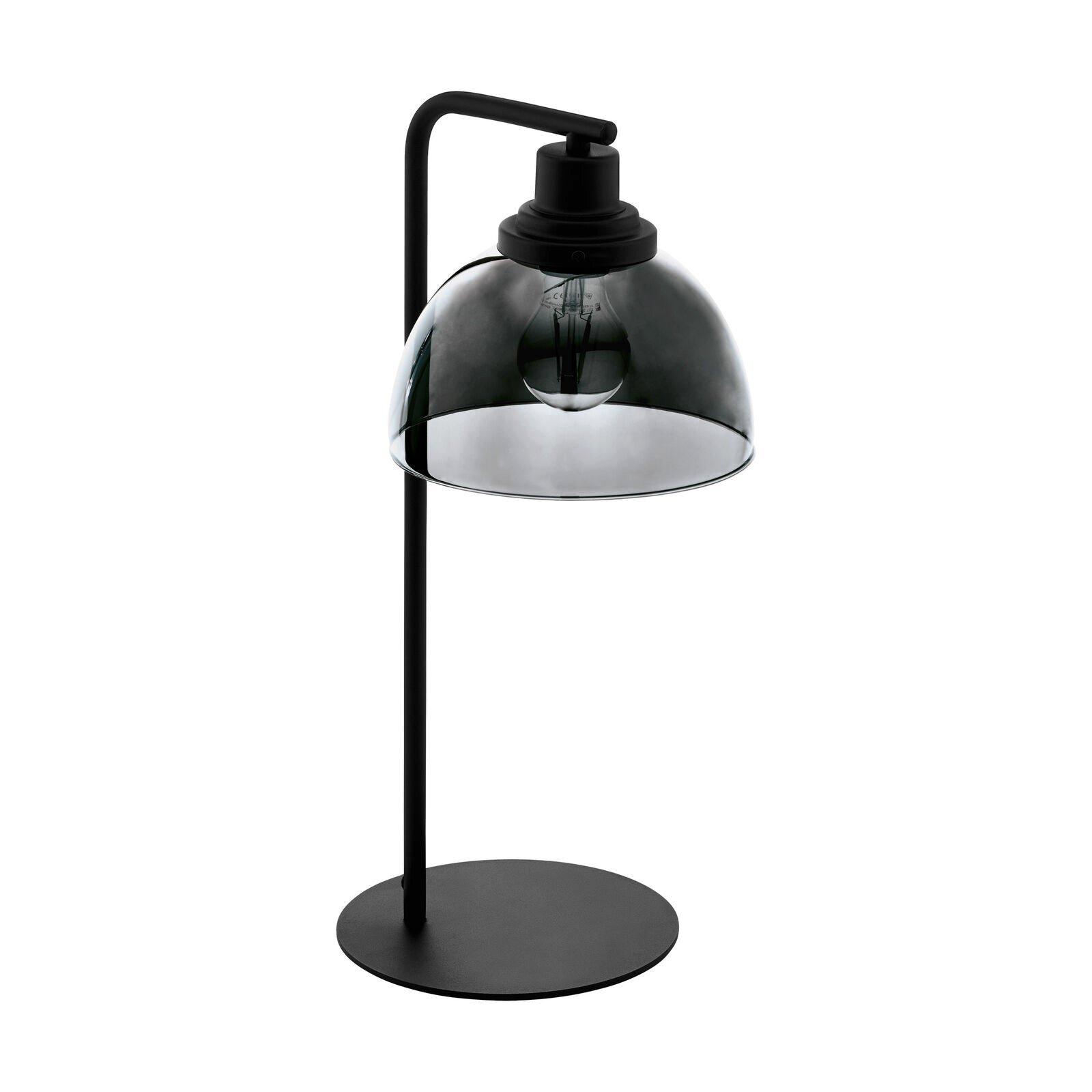 Table Lamp Colour Black Shade Black Transparent Glass Vaporized Bulb E27 1x60W