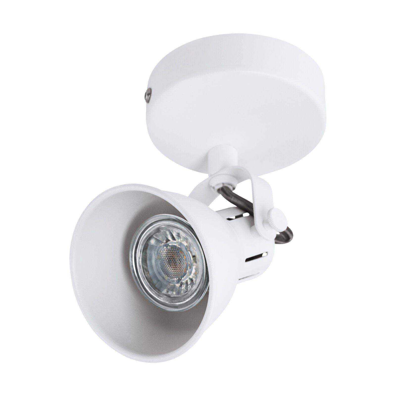 Wall Spot Light White Steel Wall Plate and Lamp Shade Bulb GU10 1x3.3W Included