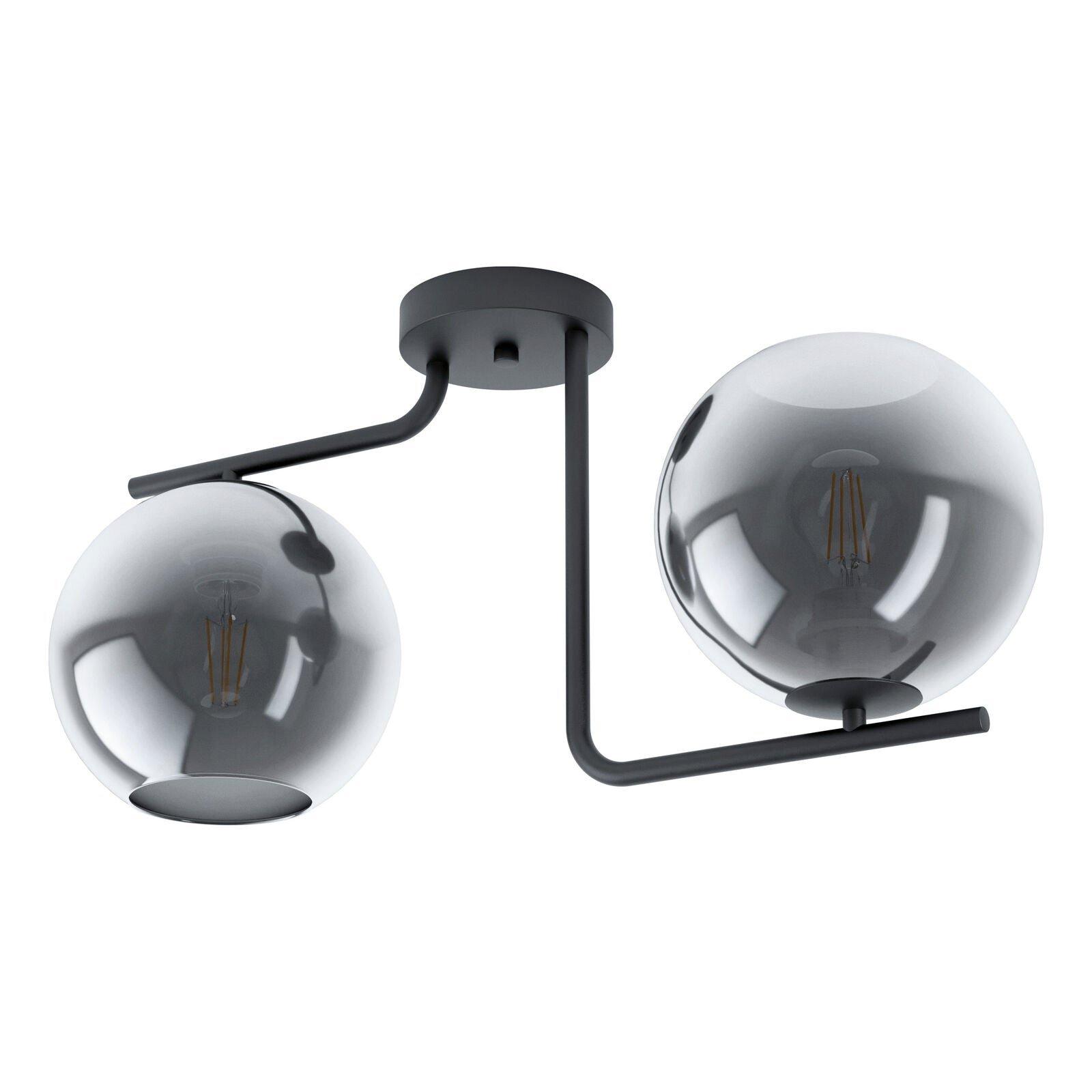 Flush Ceiling Light Black Shade Black Transparent Glass Vaporized Bulb E27 2x28W
