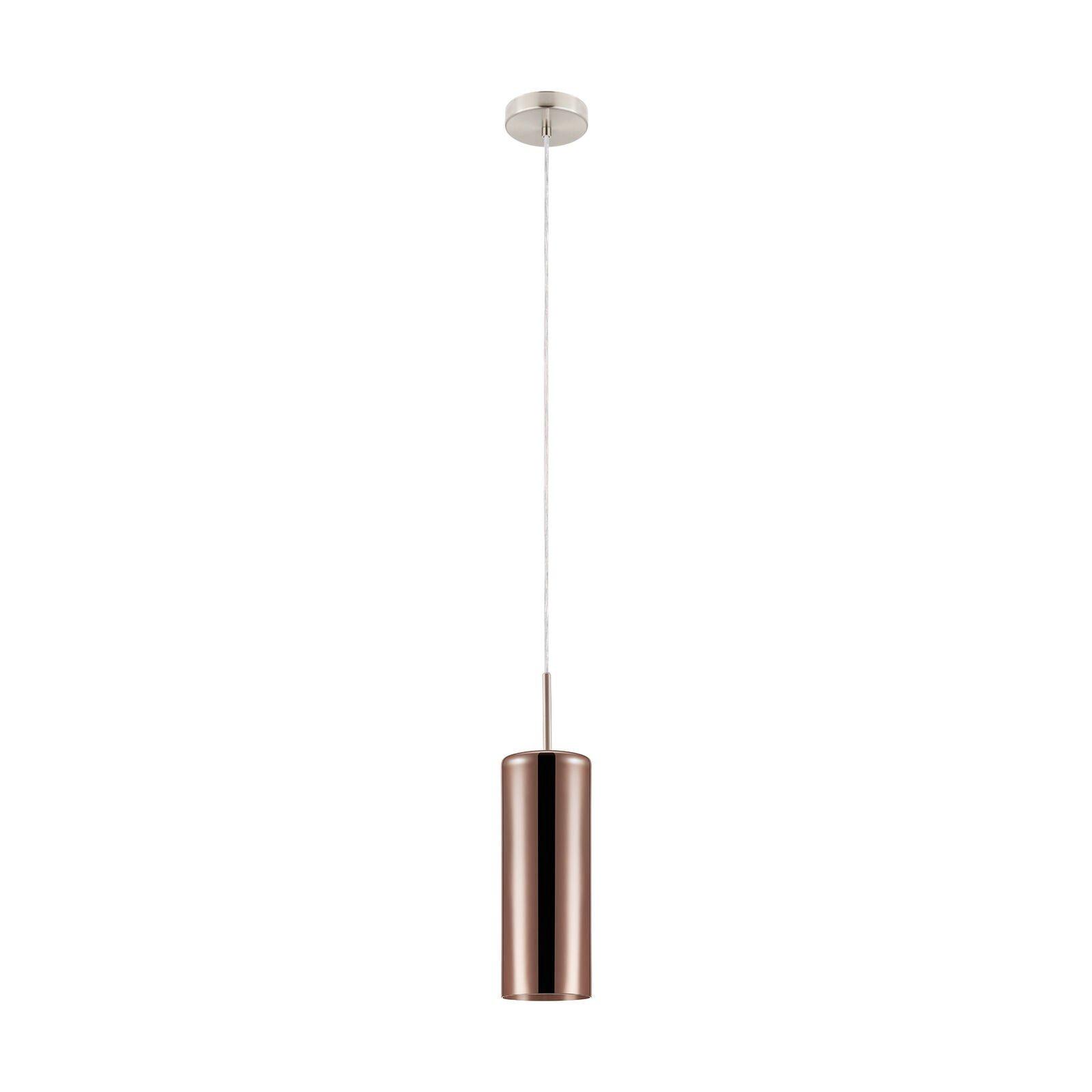 Pendant Light Satin Nickel Shade Copper Coloured Glass Vaporized Bulb E27 1x15W