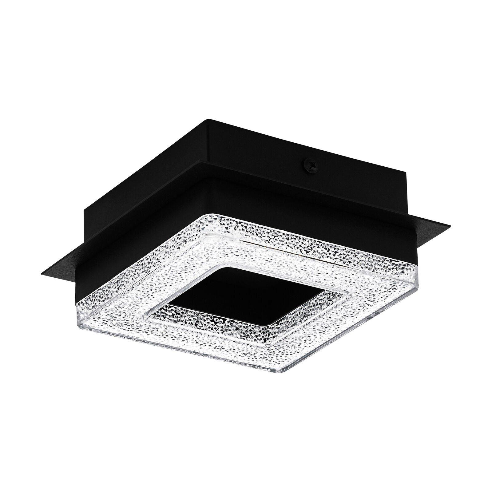 Wall Flush Ceiling Light Colour Black Shade Black Clear Plastic Crystal LED 4W