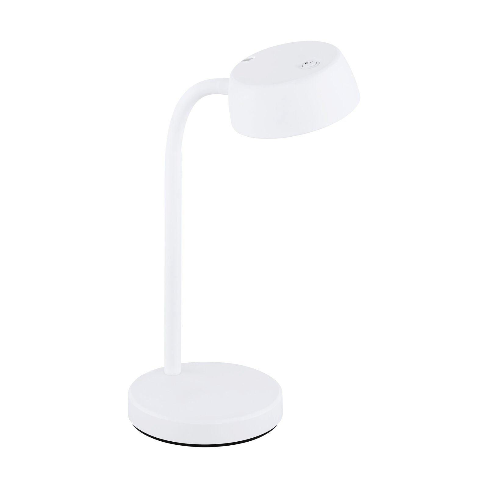 Table Desk Lamp Colour Plain White Rocker Switch Bulb LED 4.5W Included