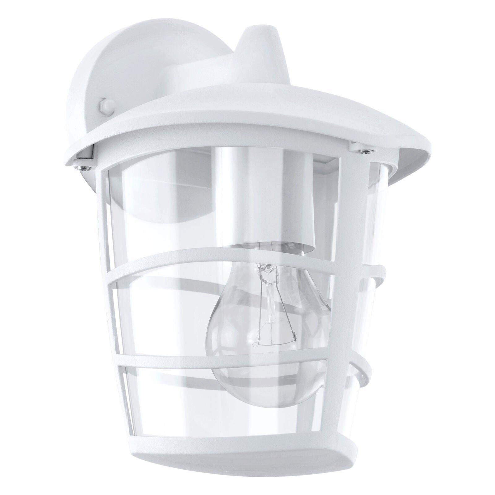 IP44 Outdoor Wall Light White & Glass Lantern 1 x 60W E27 Bulb Porch Lamp Down