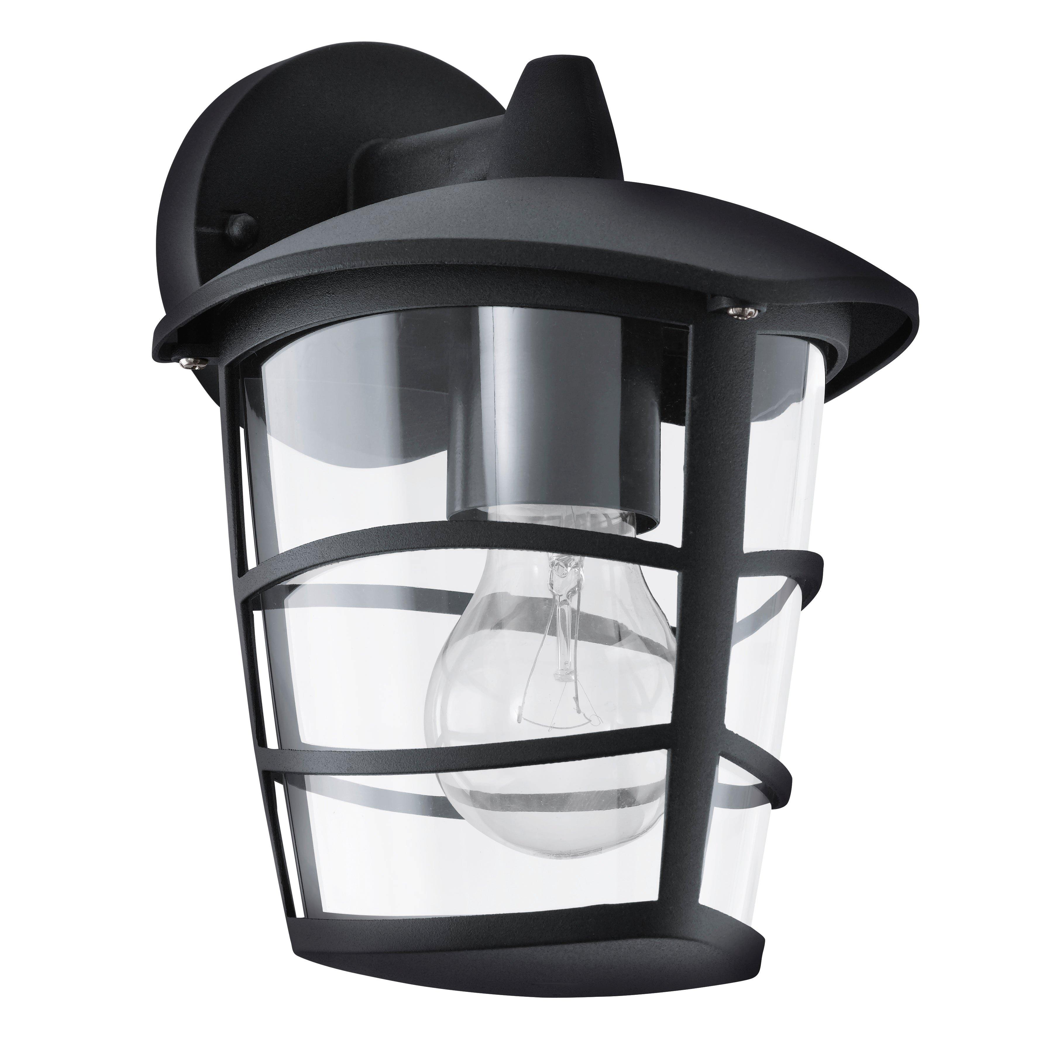 IP44 Outdoor Wall Light Black Modern Lantern 1 x 60W E27 Bulb Porch Lamp