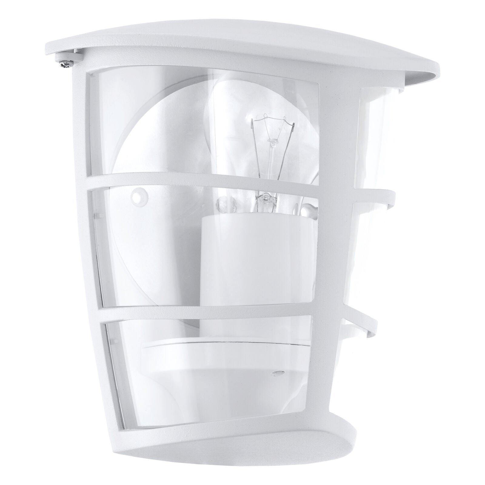 IP44 Outdoor Wall Light White & Glass Lantern 1 x 60W E27 Bulb Porch Lamp