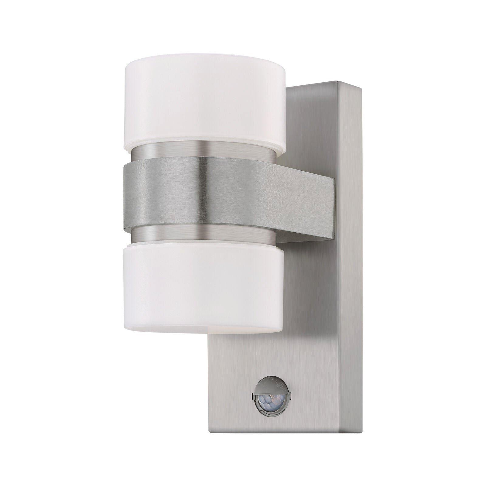 IP44 Outdoor Wall Light & PIR Sensor Stainless Steel & Silver 6W Built in LED