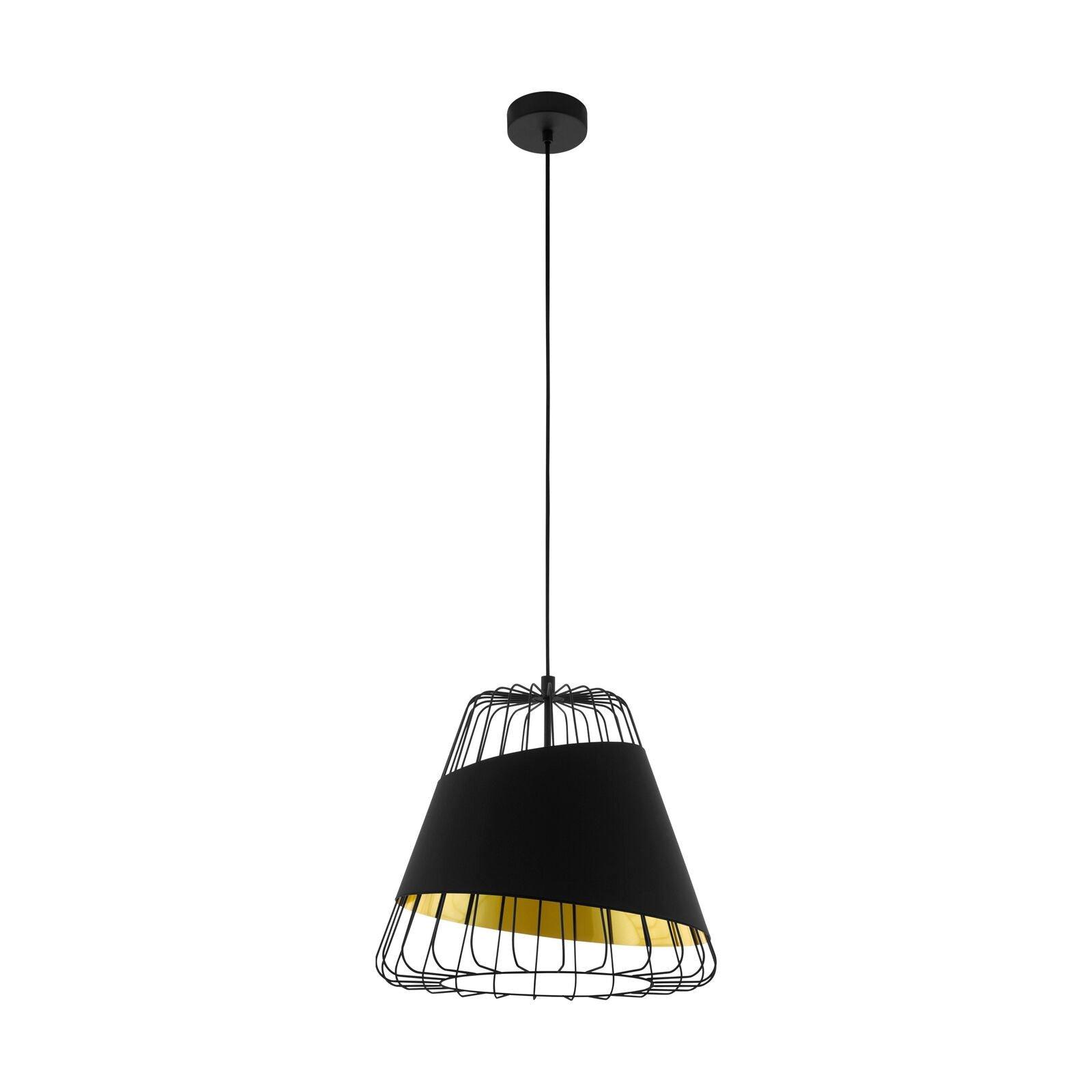 Hanging Ceiling Pendant Light Black & Gold 1 x 60W E27 Hallway Feature Lamp