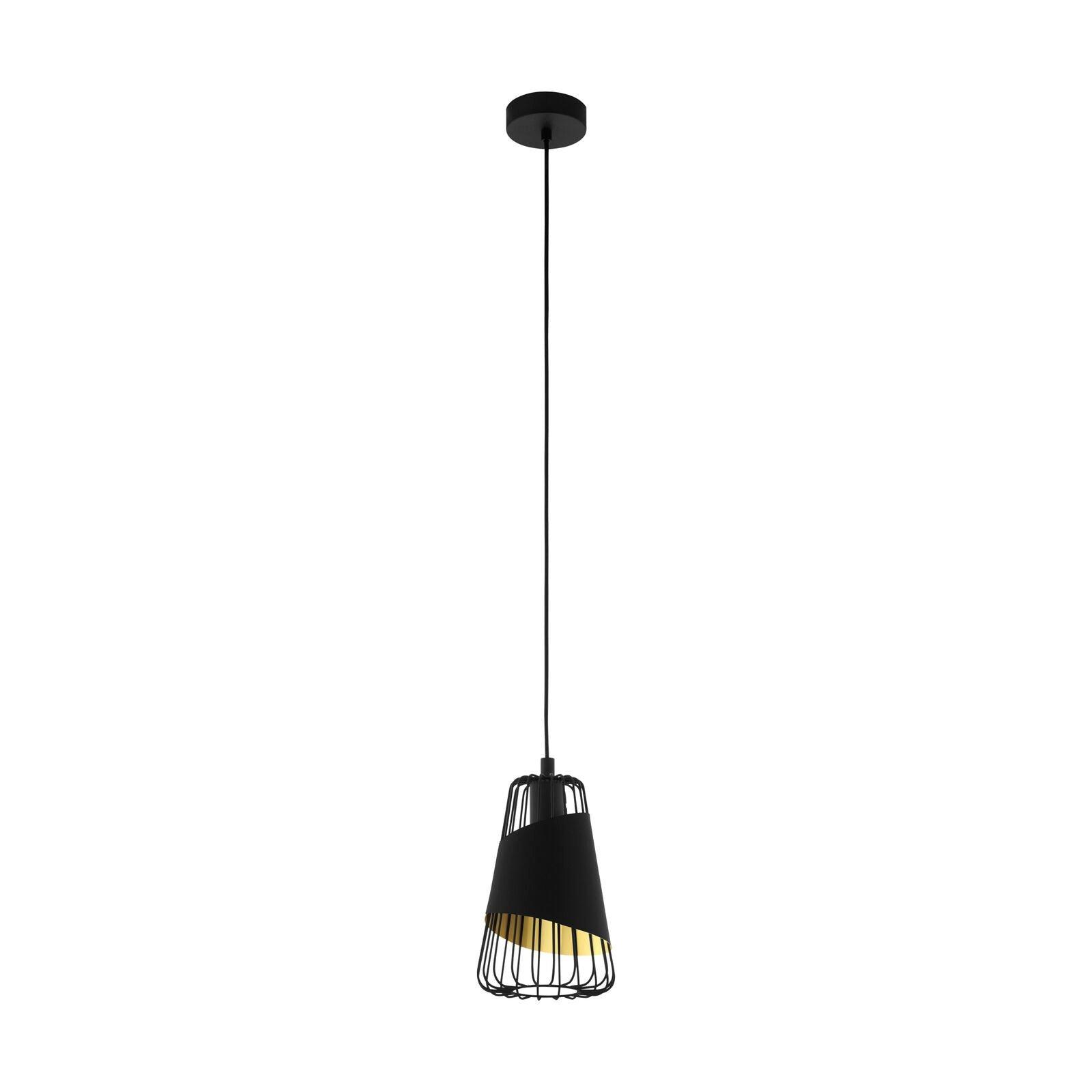 Hanging Ceiling Pendant Light Black & Gold 1x 60W E27 Hallway Feature Lamp