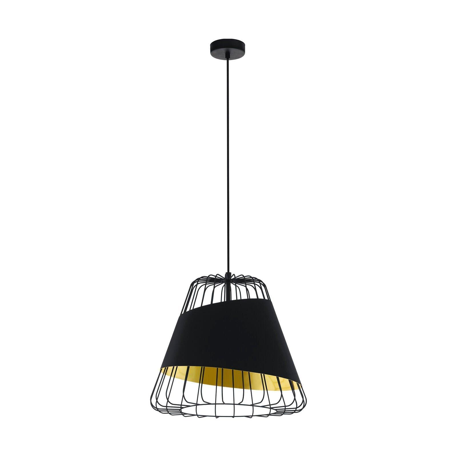 Hanging Ceiling Pendant Light Black Wire & Gold 1x 60W E27 Feature Lamp